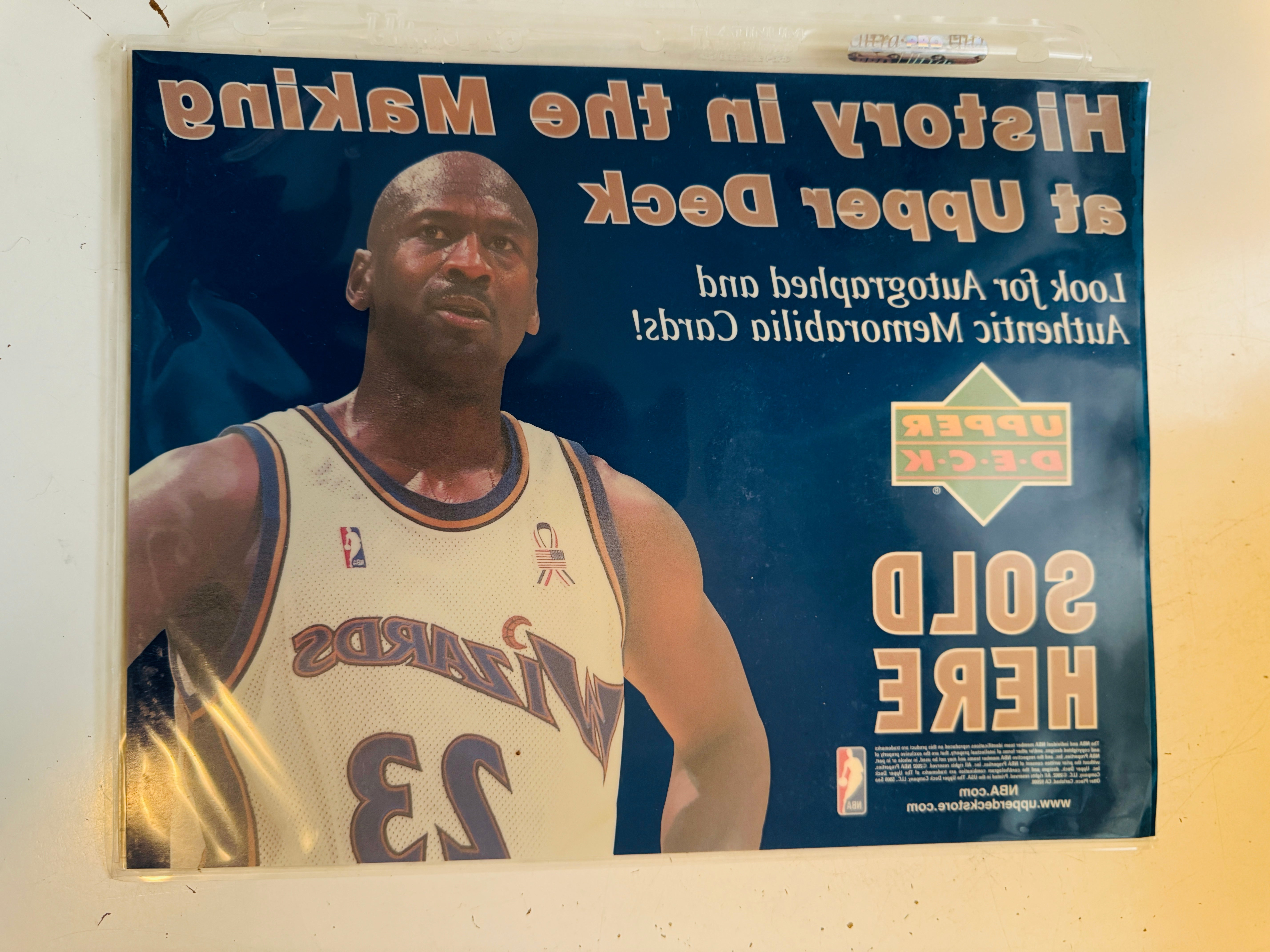 Michael Jordan, Upper Deck, basketball limited issued window sticker ad for store dealers only 2002