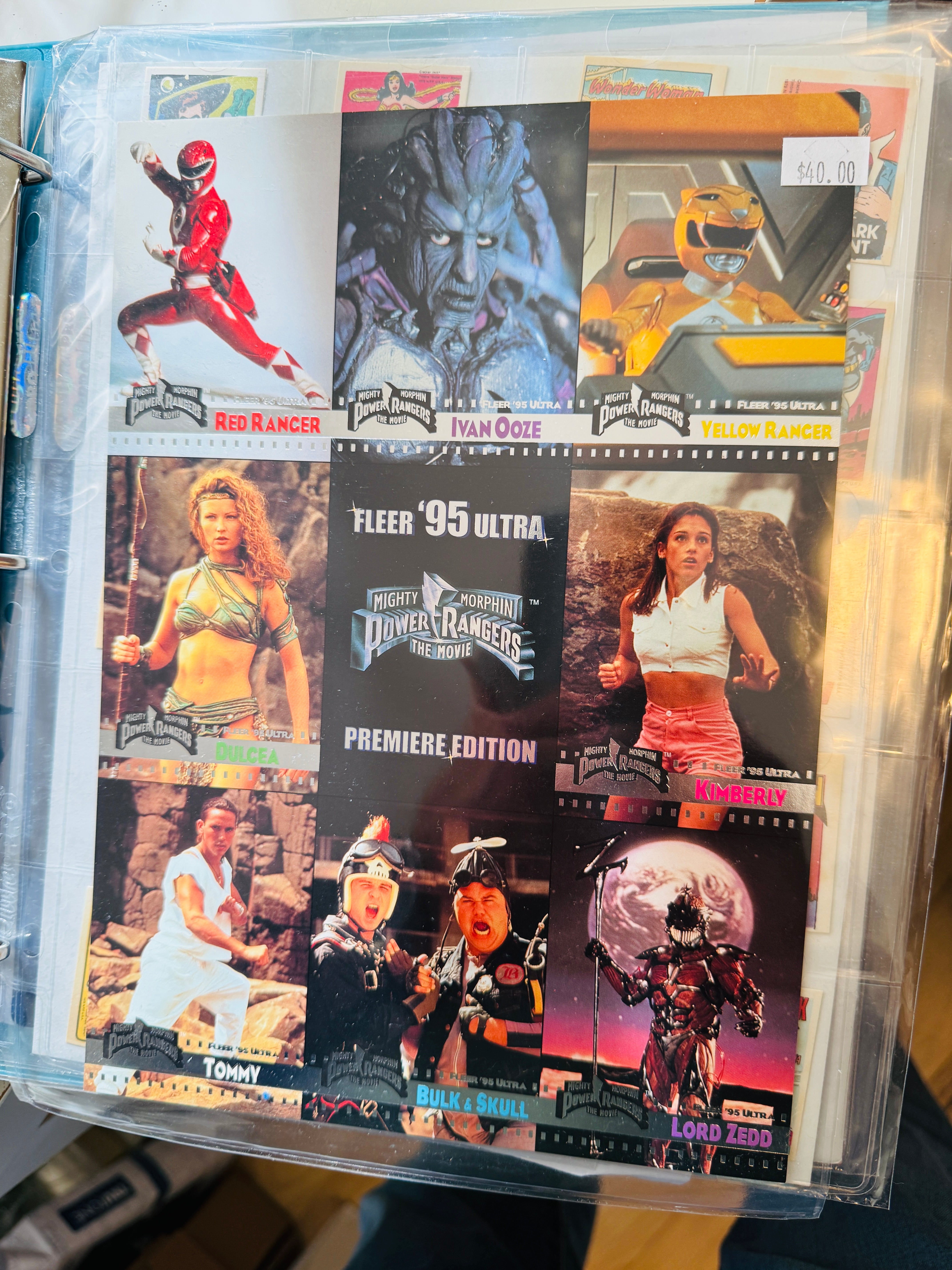 Power Rangers TV show 9 cards set uncut sheet 1994