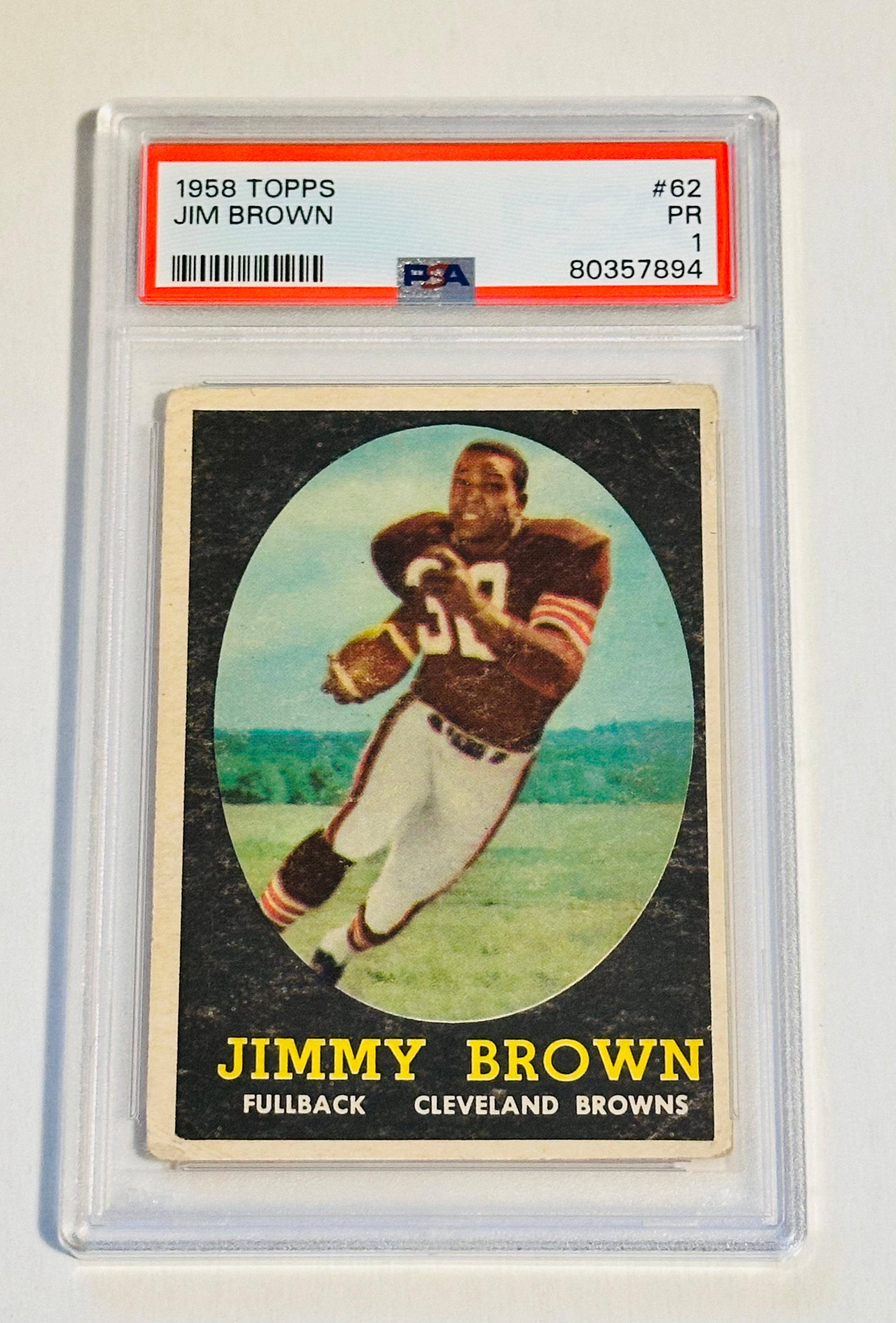 Jim Brown NFL football legend rare rookie PSA 1 graded card 1958