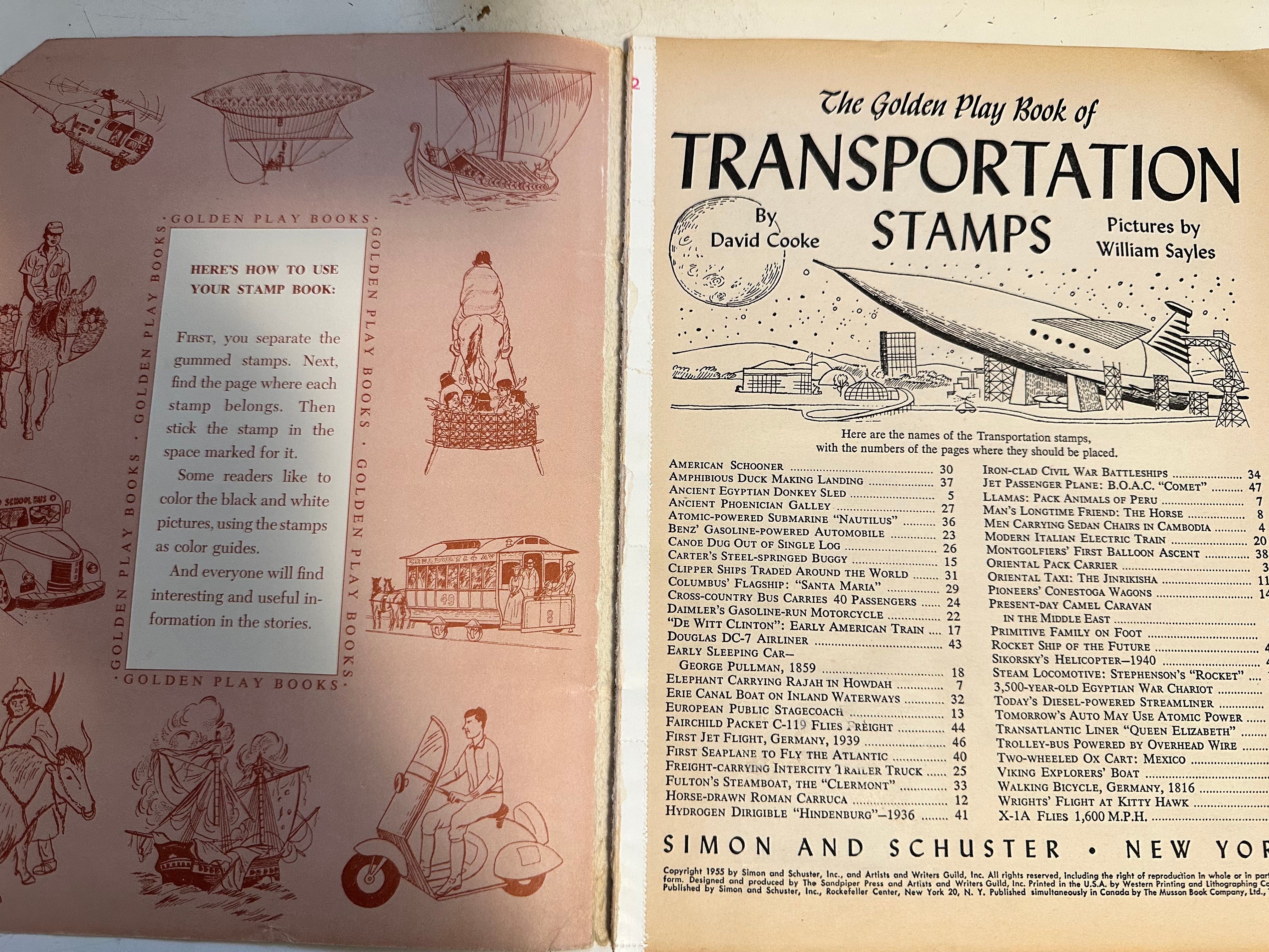 Transport stamps set in book 1955