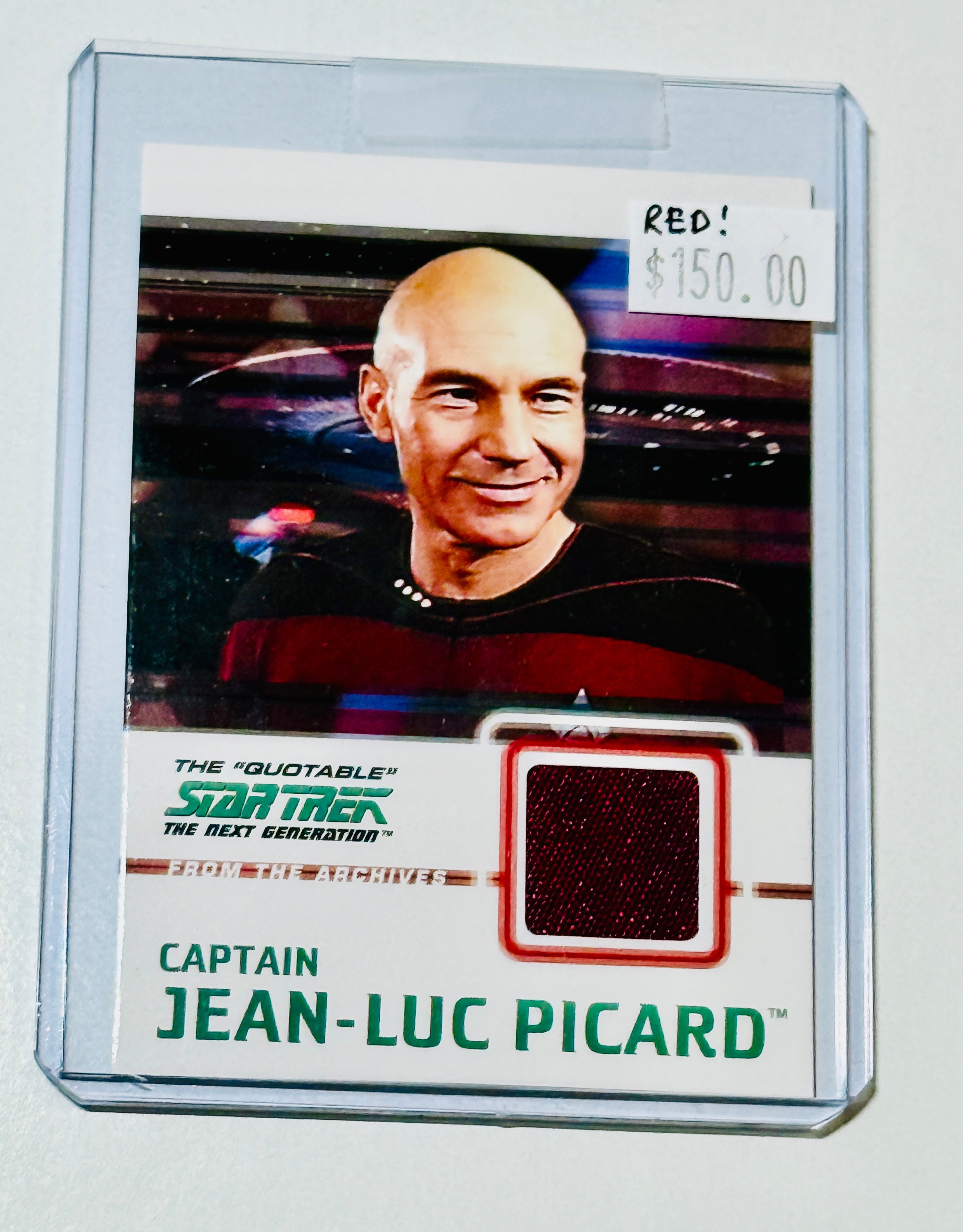 Star Trek Patrick Stewart, rare red memorabilia insert card