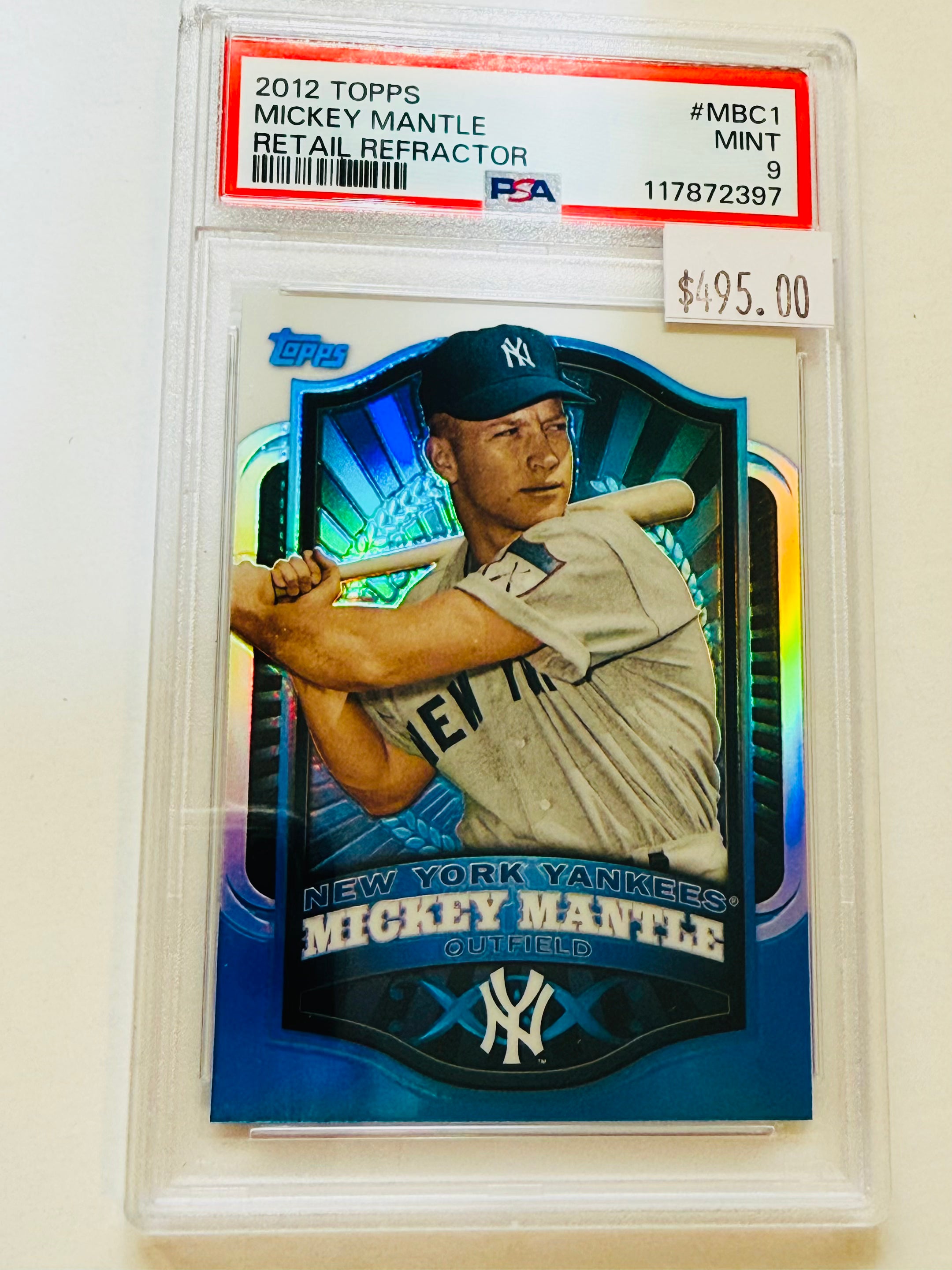 Mickey Mantle topps retail refractor baseball card graded PSA 9