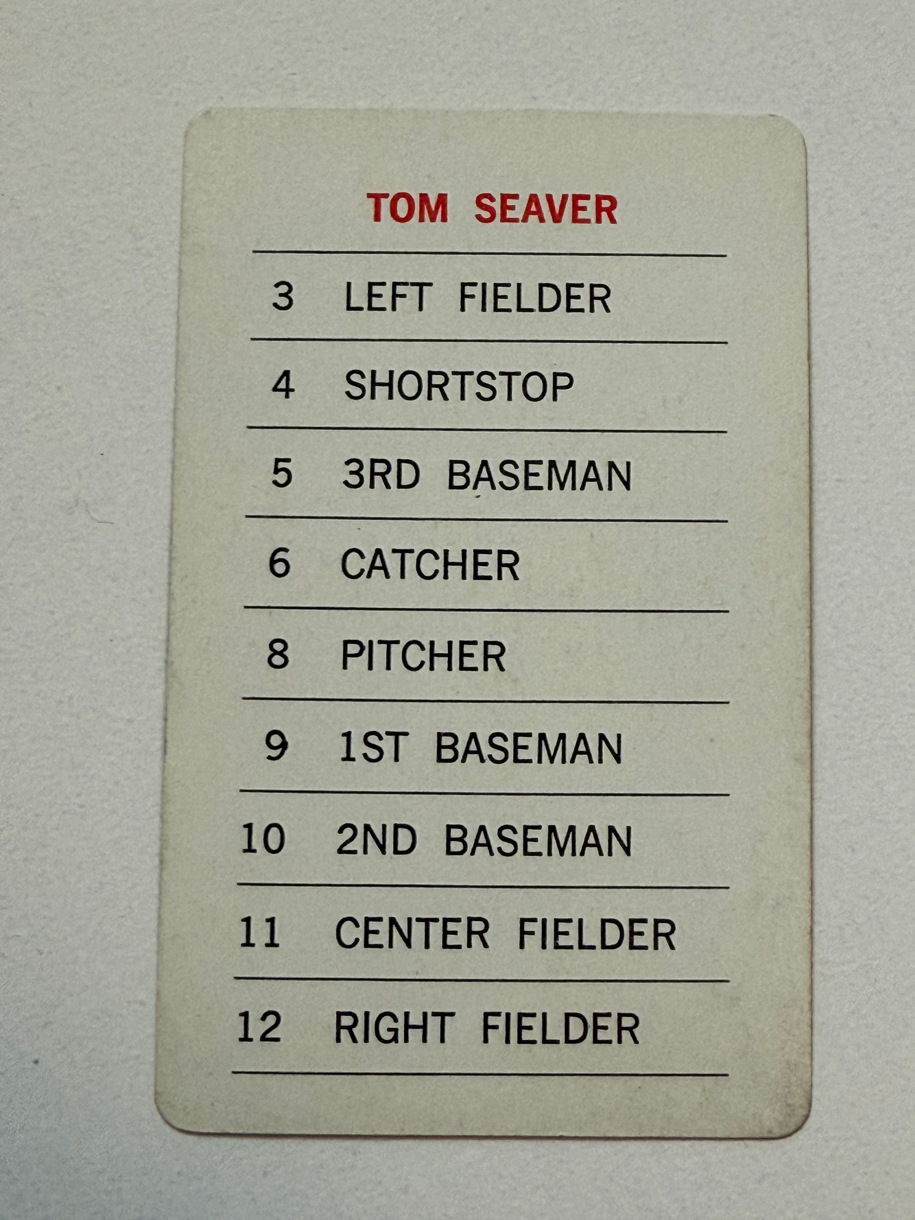 Tom Seaver Milton Bradley vintage baseball game card 1970