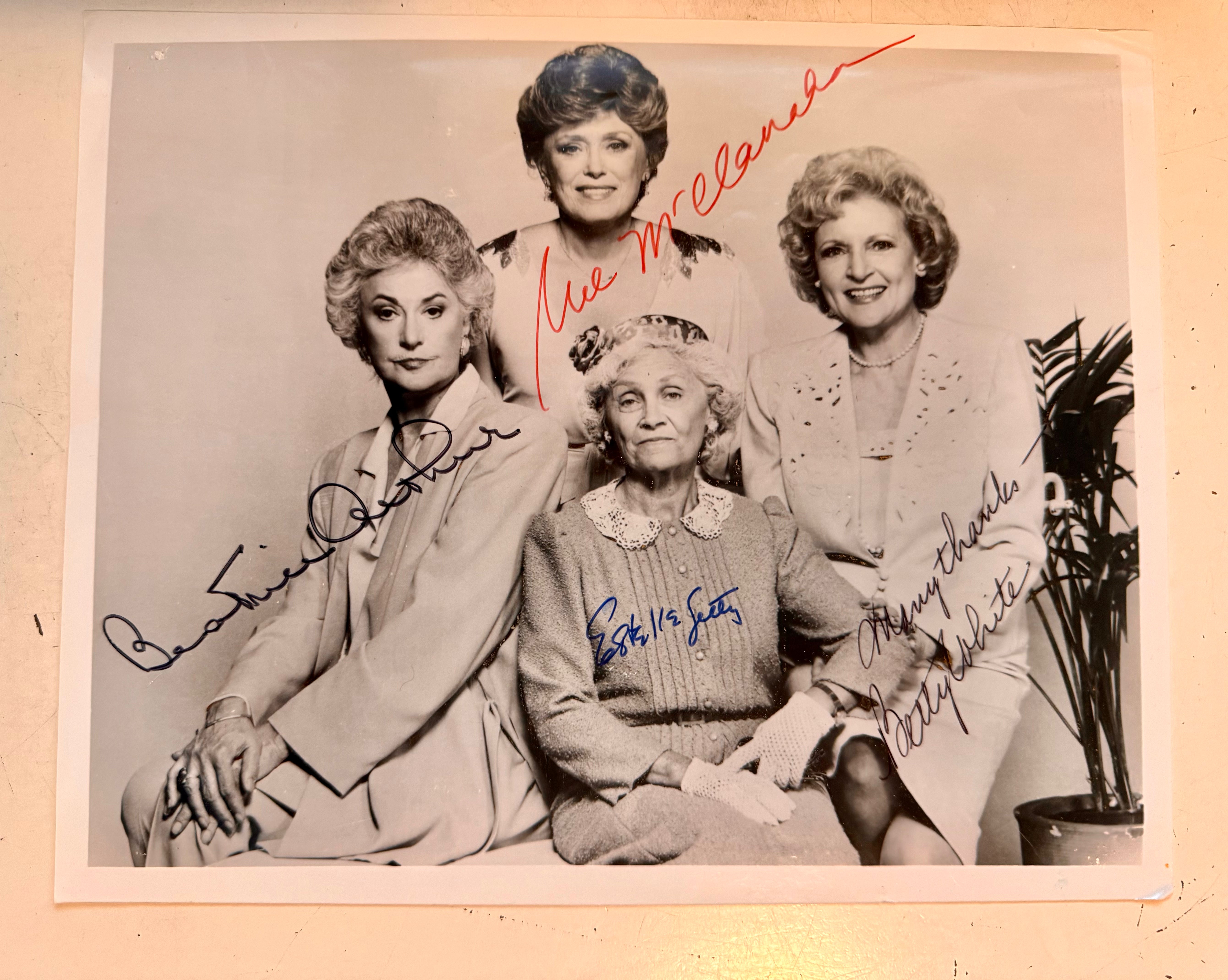 Golden Girls rare cast autograph signed photo with COA plus rare live episode ticket!