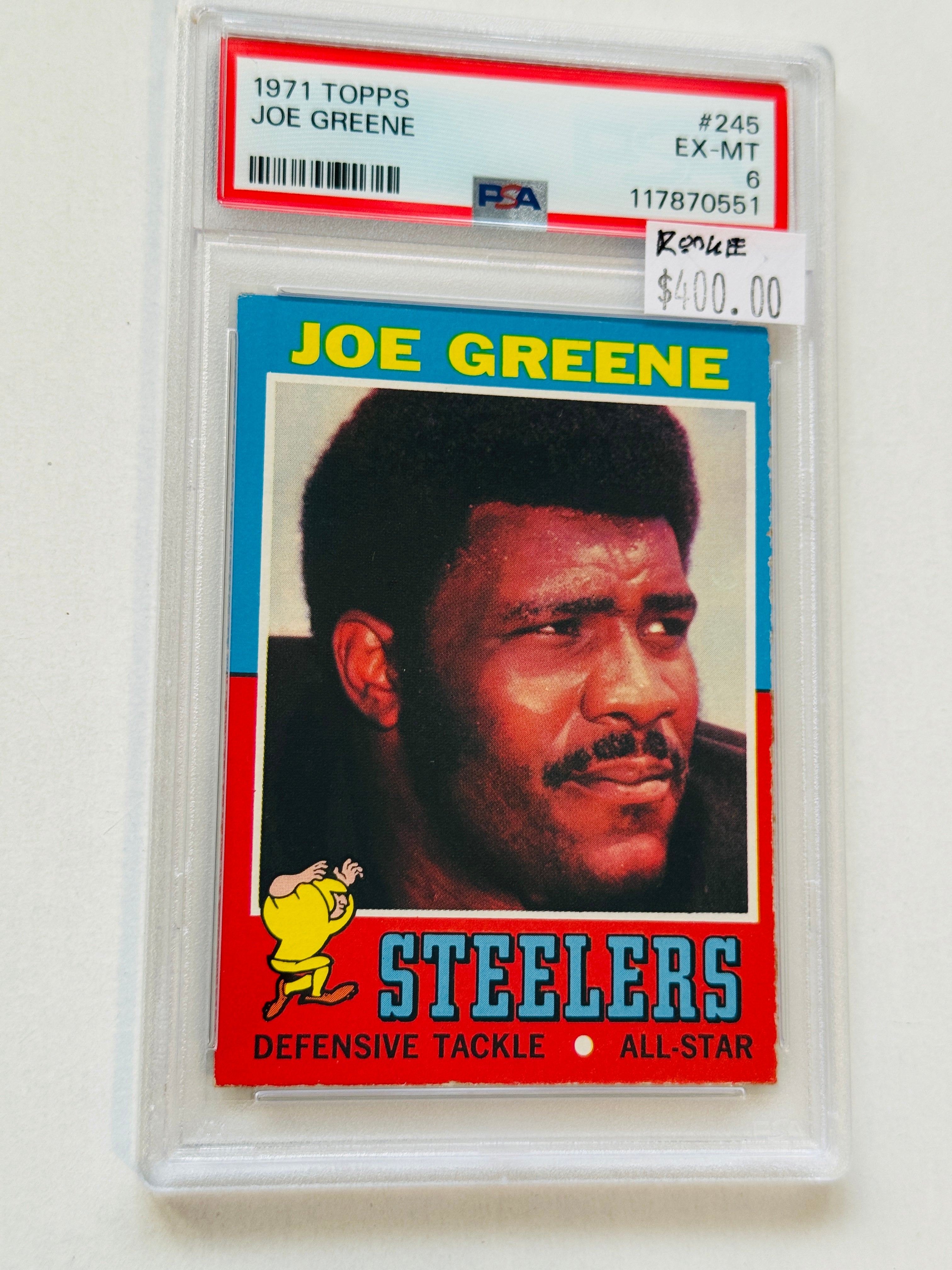 NFL football legends mean Joe Green PSA graded rookie football card 1971