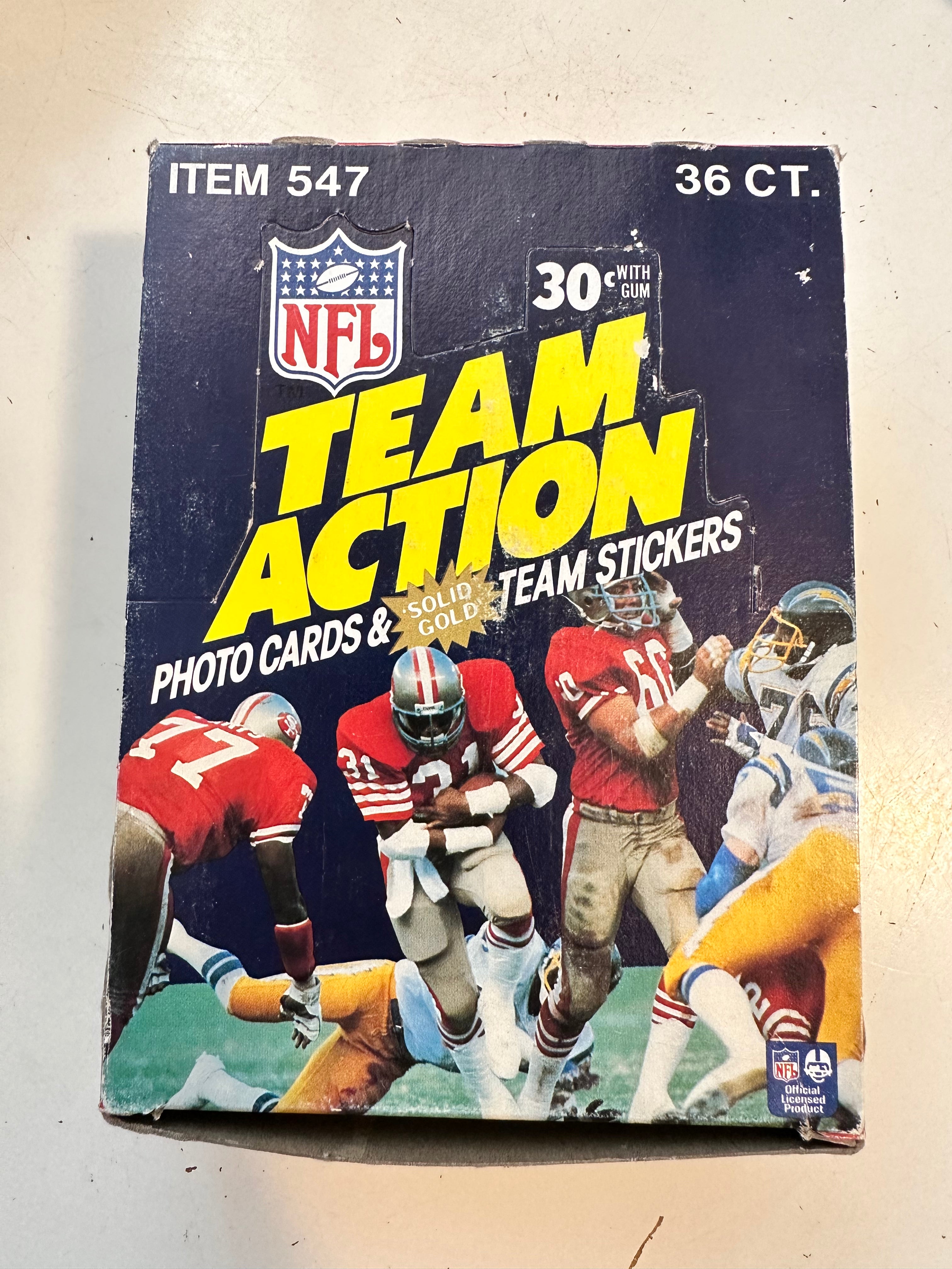 1983 Fleer Football Team Action photo cards 36 packs box