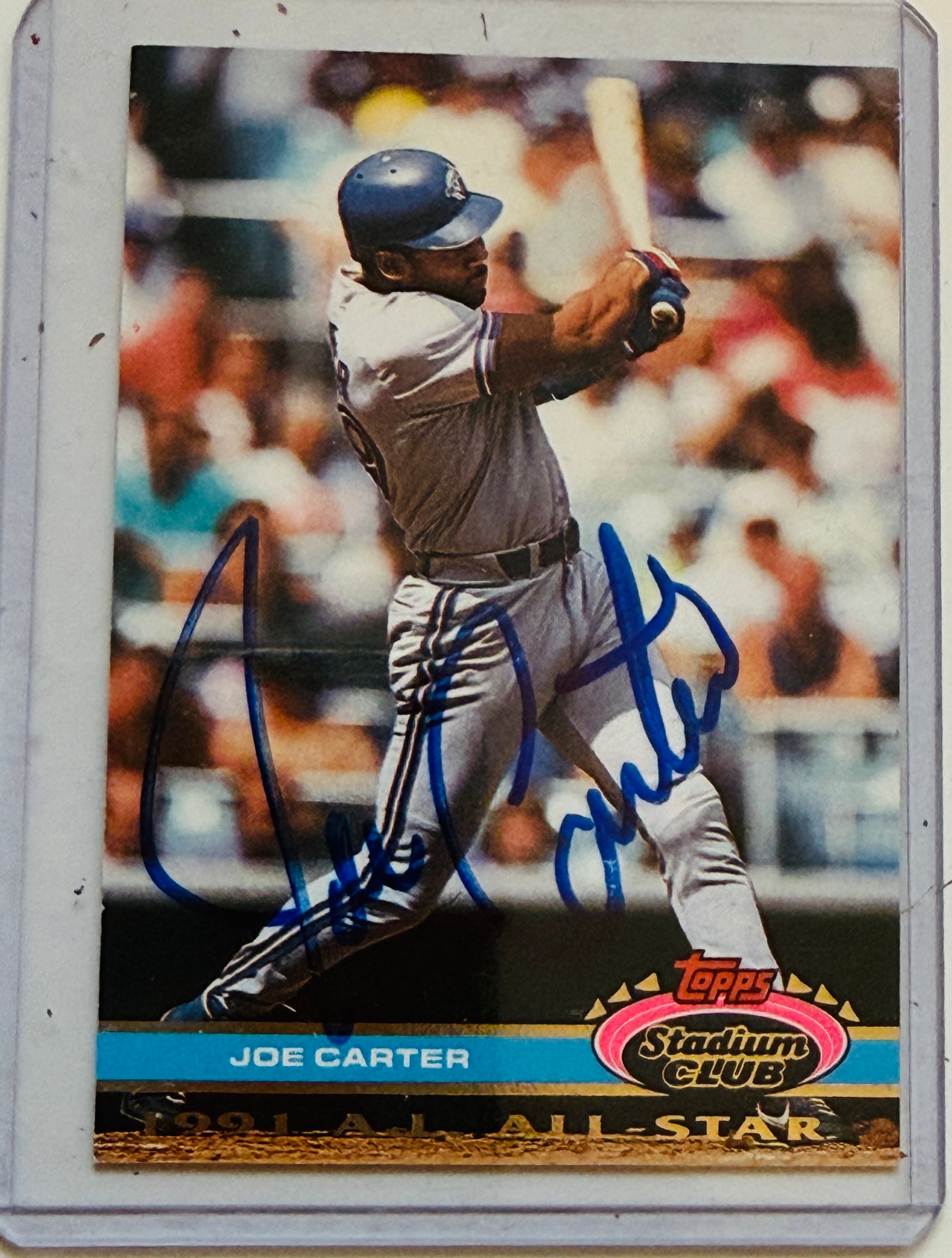 Blue jays legend , Joe Carter autographed in person baseball card with COA