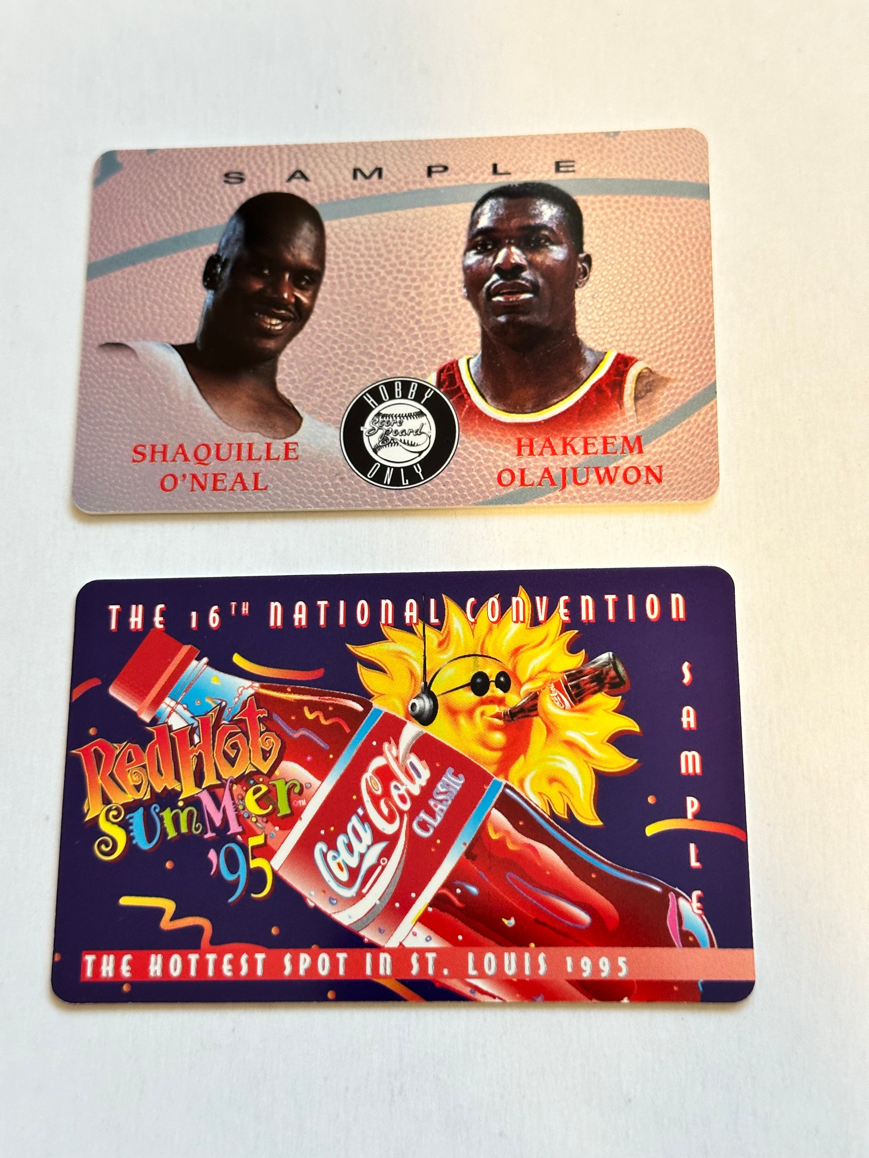 Shaq and Hakeem Olajuwon rare sample  basketball phone card 1995