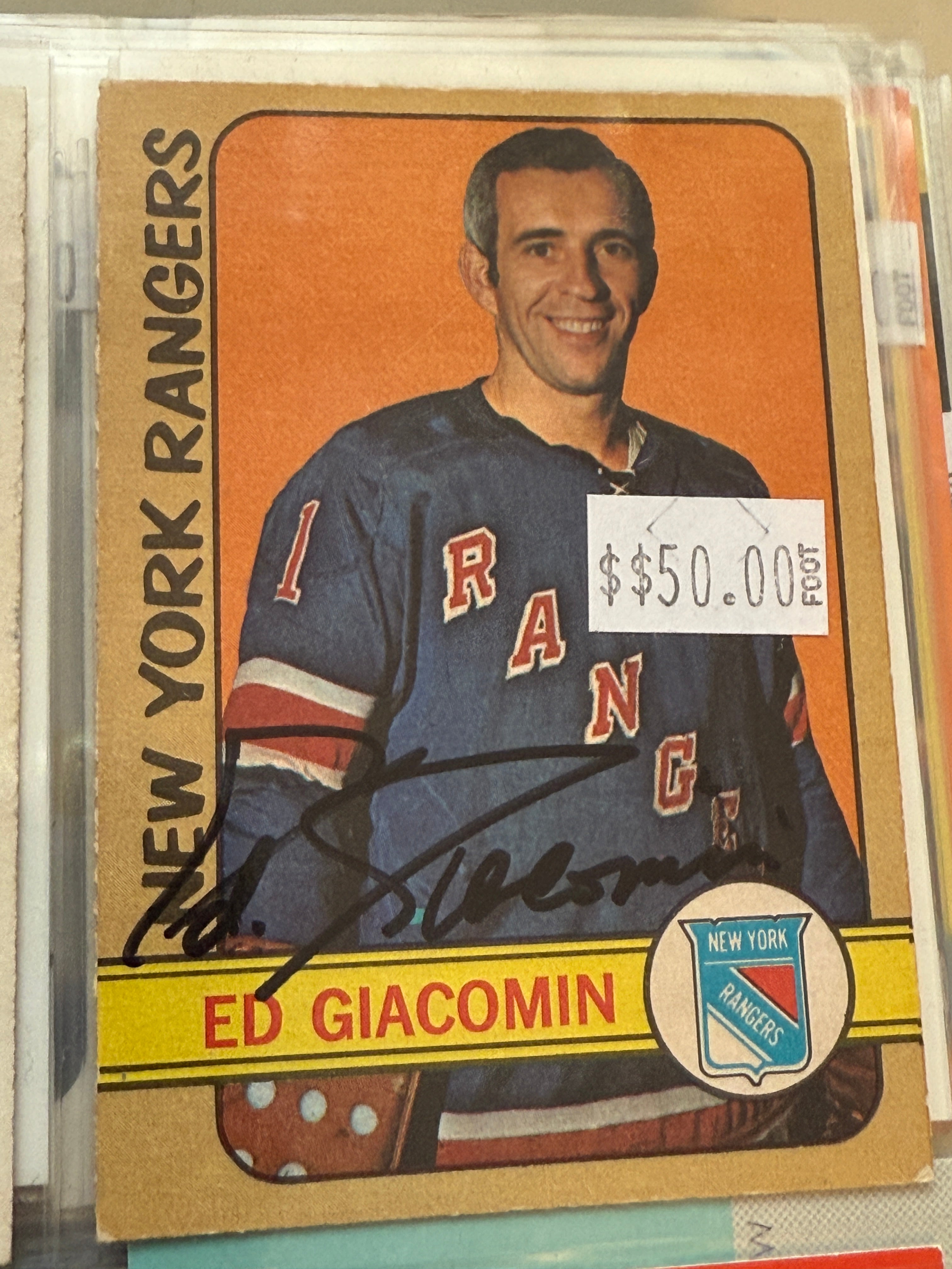 Ed Giocomin autographed hockey card with COA