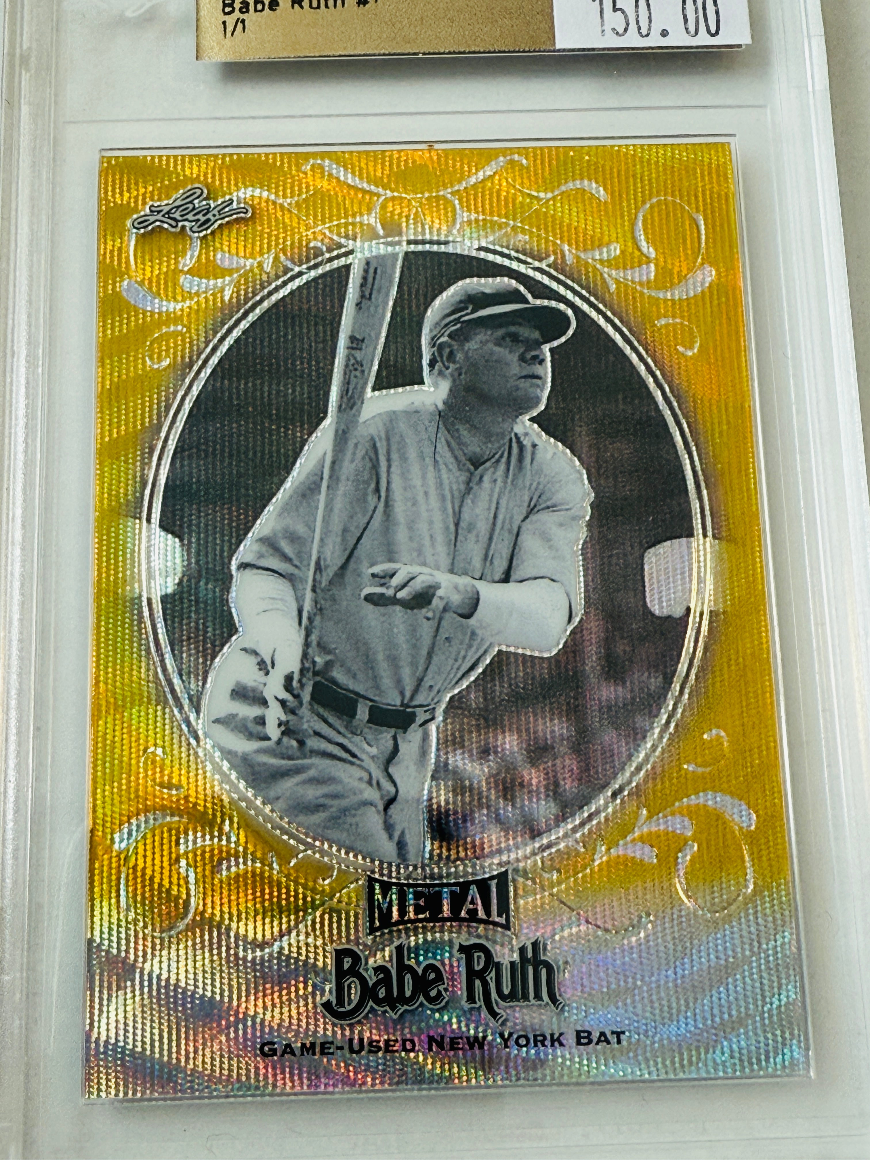 Babe Ruth leaf metal baseball pre production proof card 1/1 rare issue 2019
