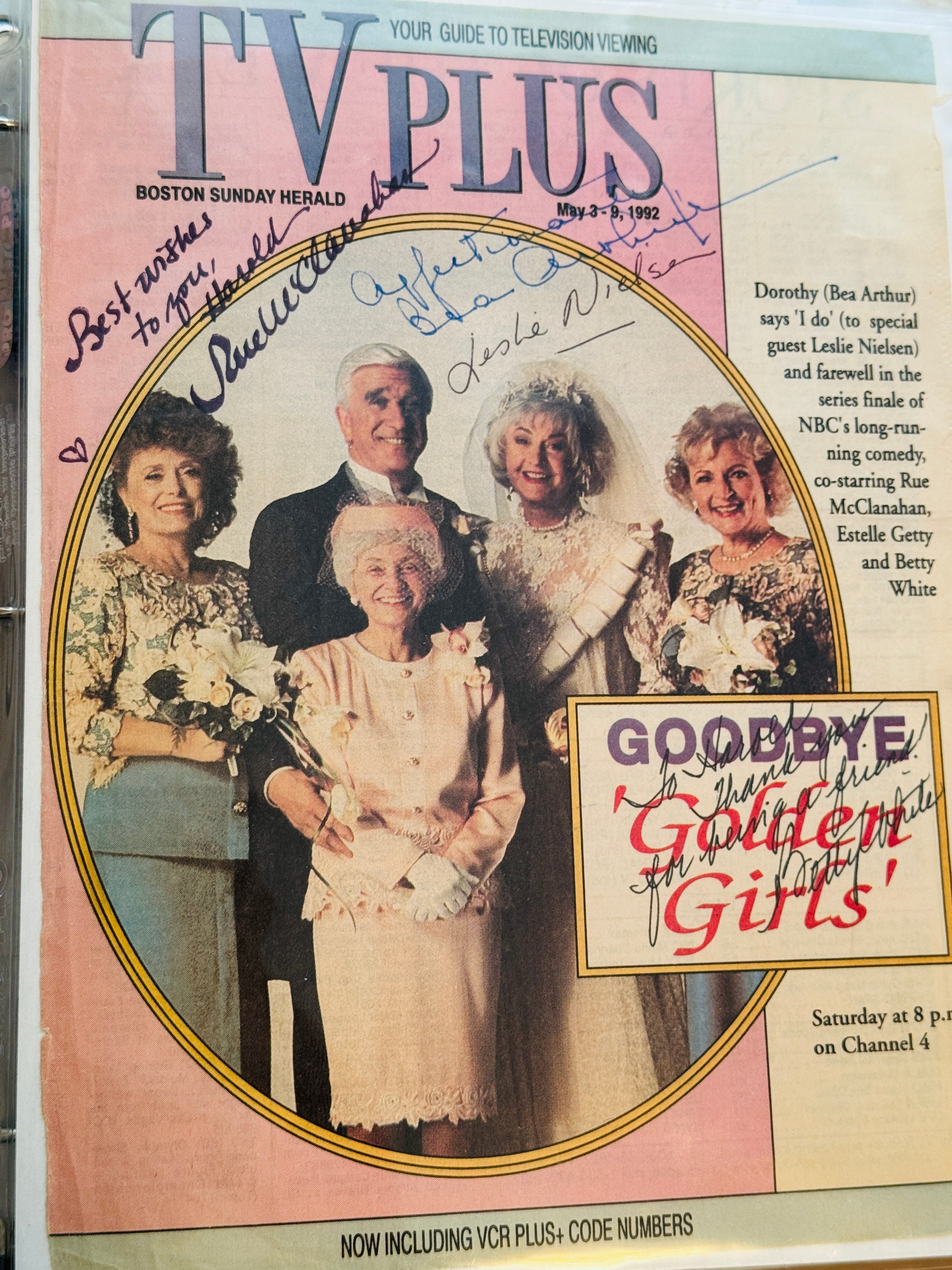 Golden Girls rare cast autograph signed photo with Leslie Neilson autograph certified with COA
