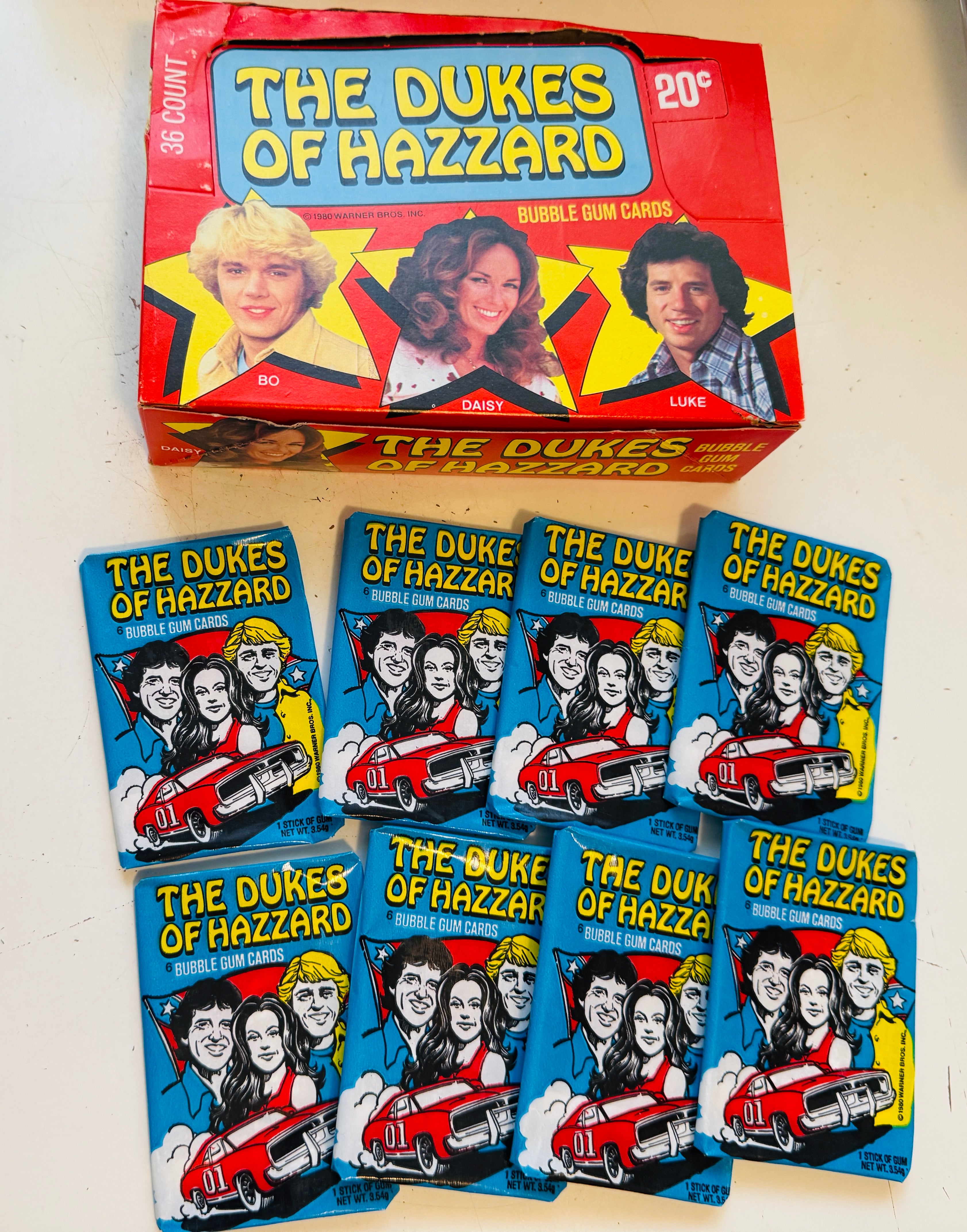 Dukes of Hazzard TV show rare empty display box with 8 wrappers 1980