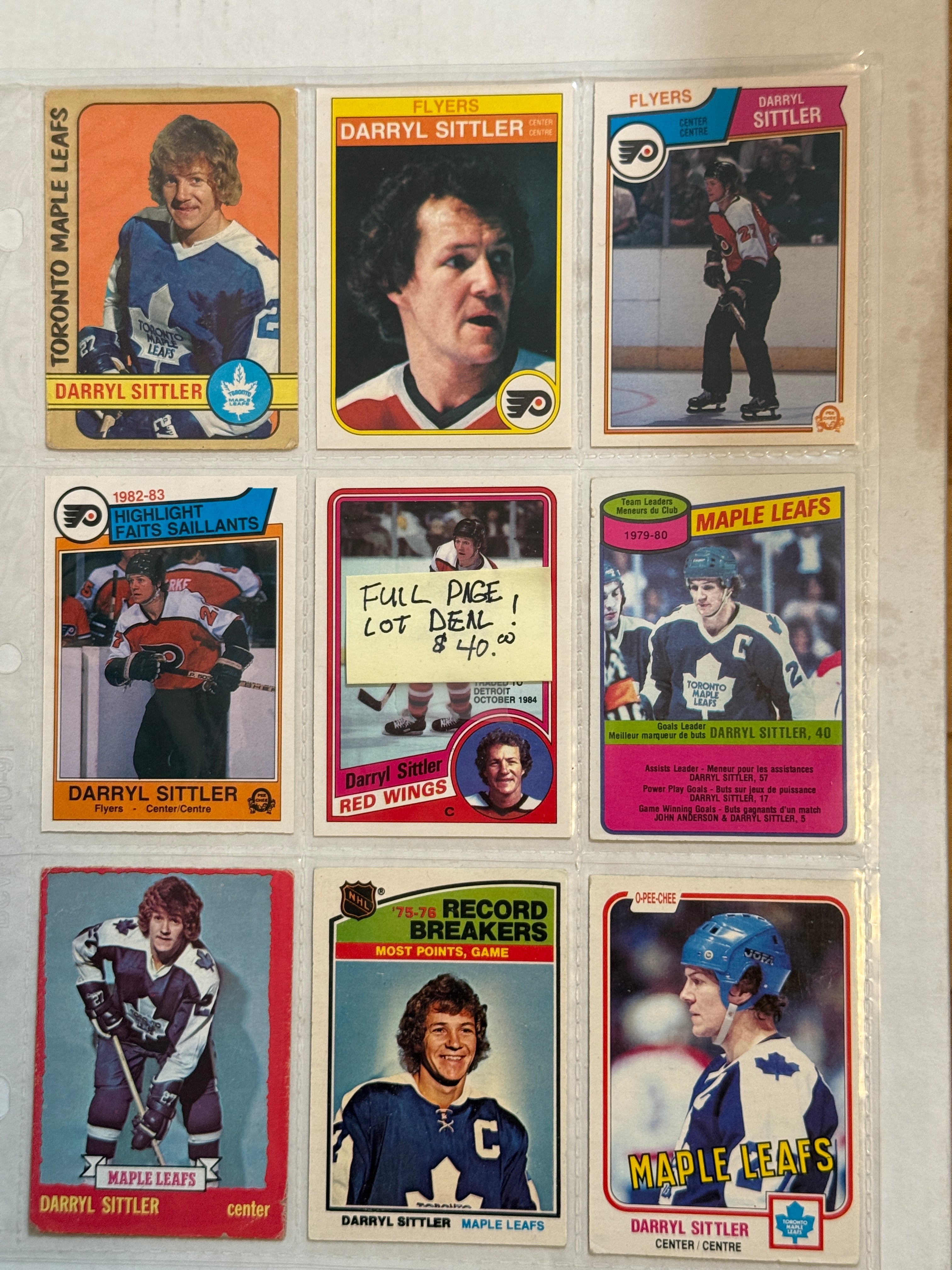 Darryl Sittler Toronto Maple Leafs hockey legend nine cards vintage a lot deal