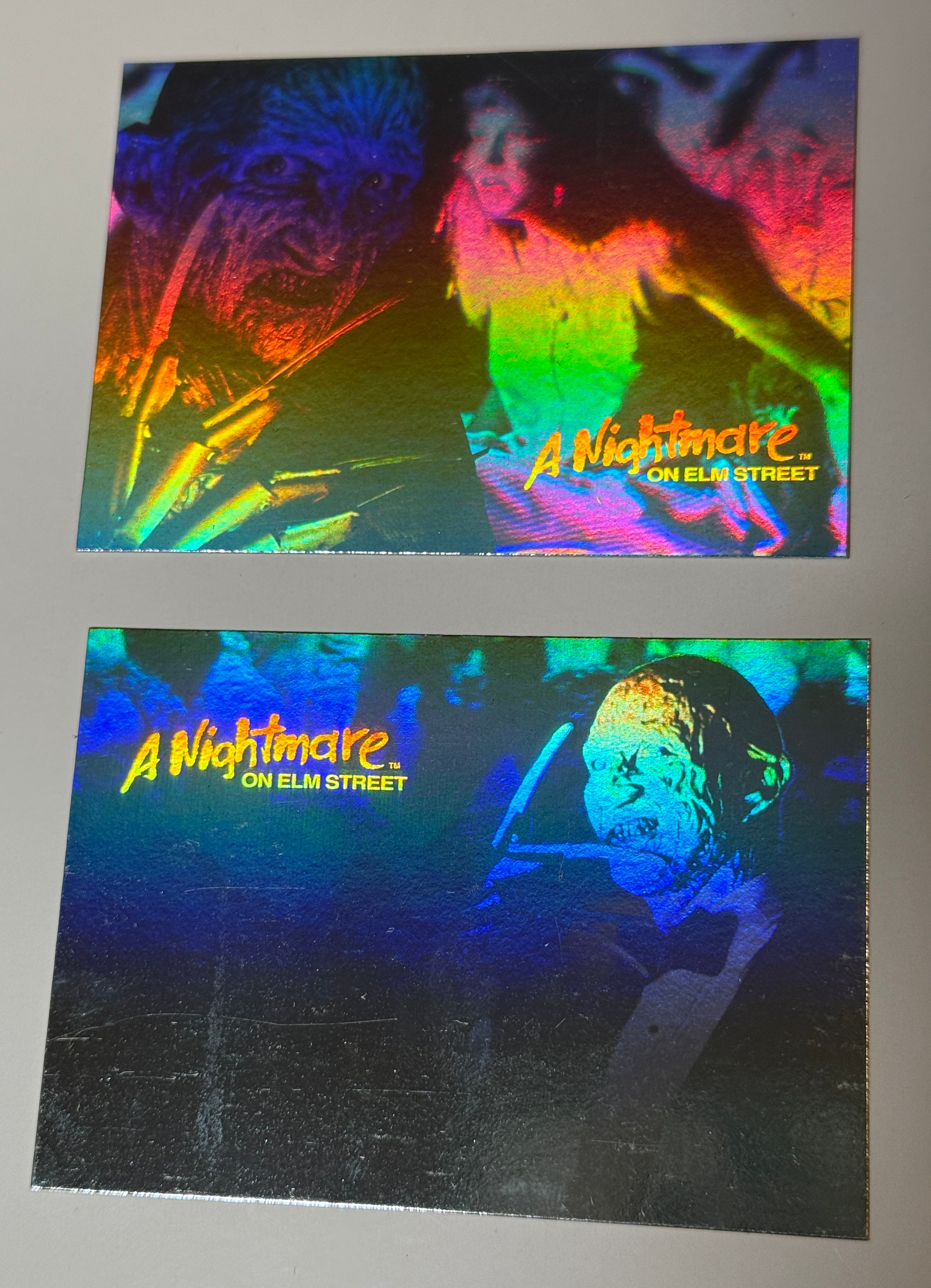 A Nightmare on Elm Street movie two Hologram insert cards set