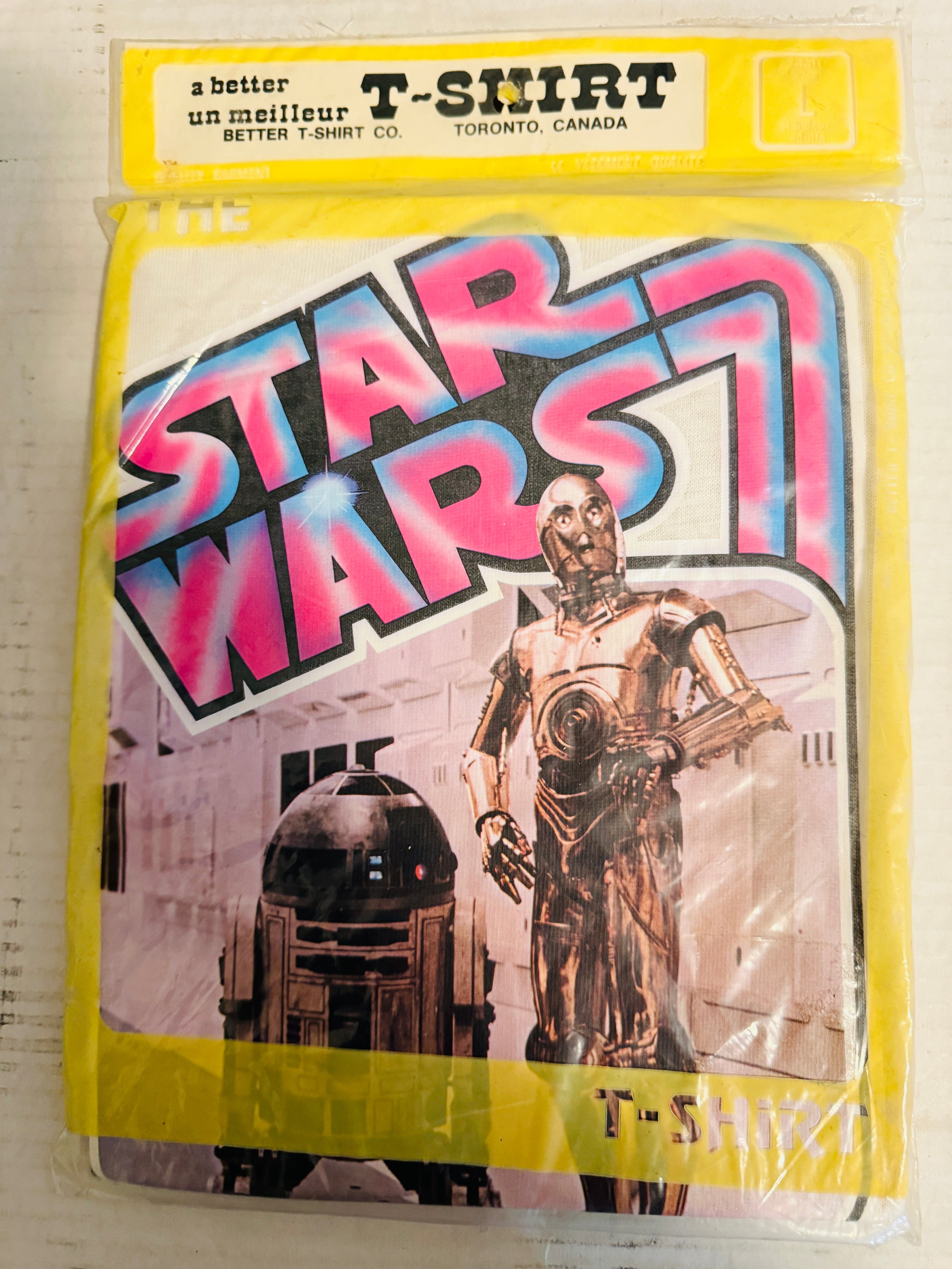 Star Wars original iron on T-shirt adult large sealed in bag 1977