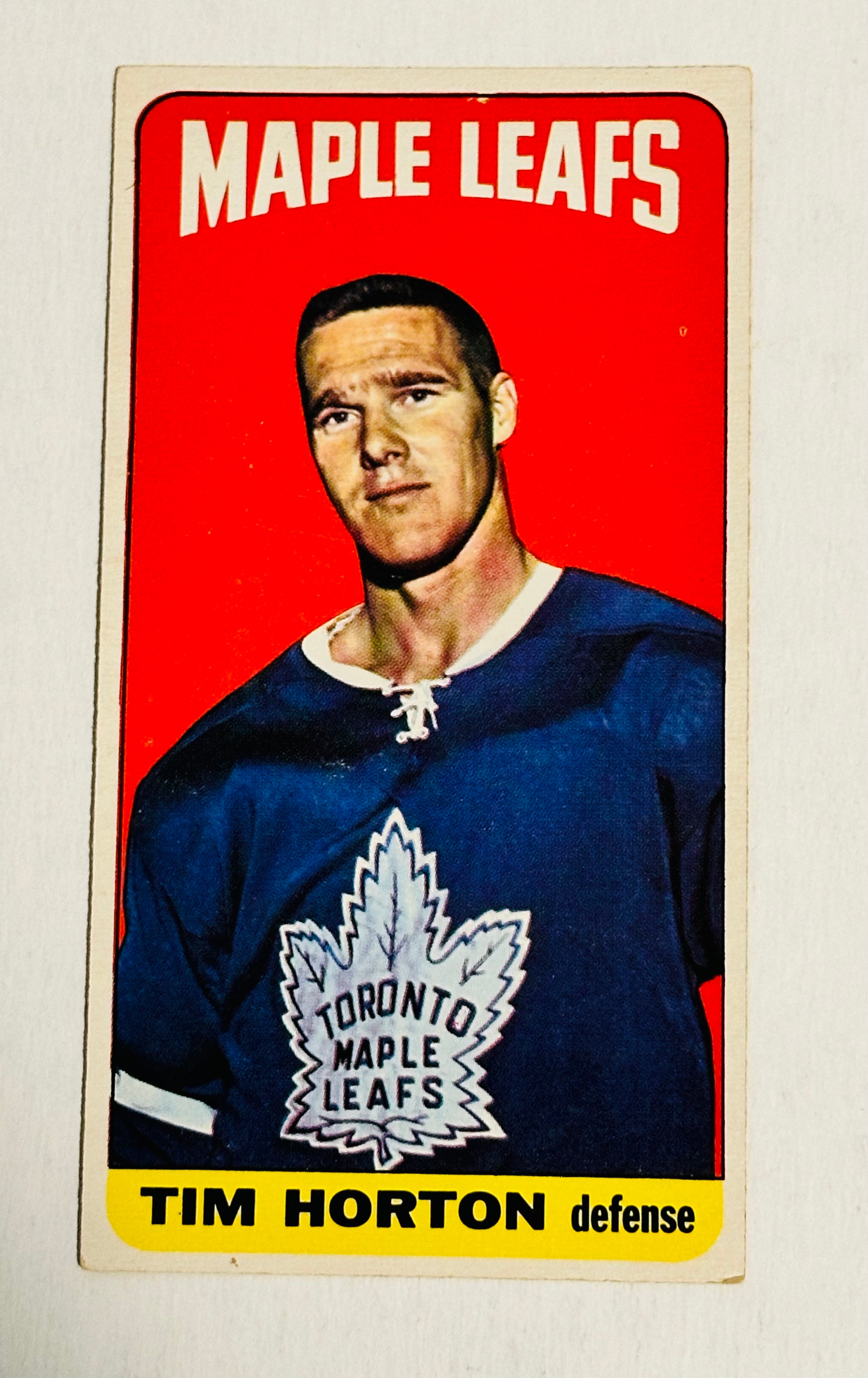 Tim Horton Topps rare “tallboy” hockey card 1964
