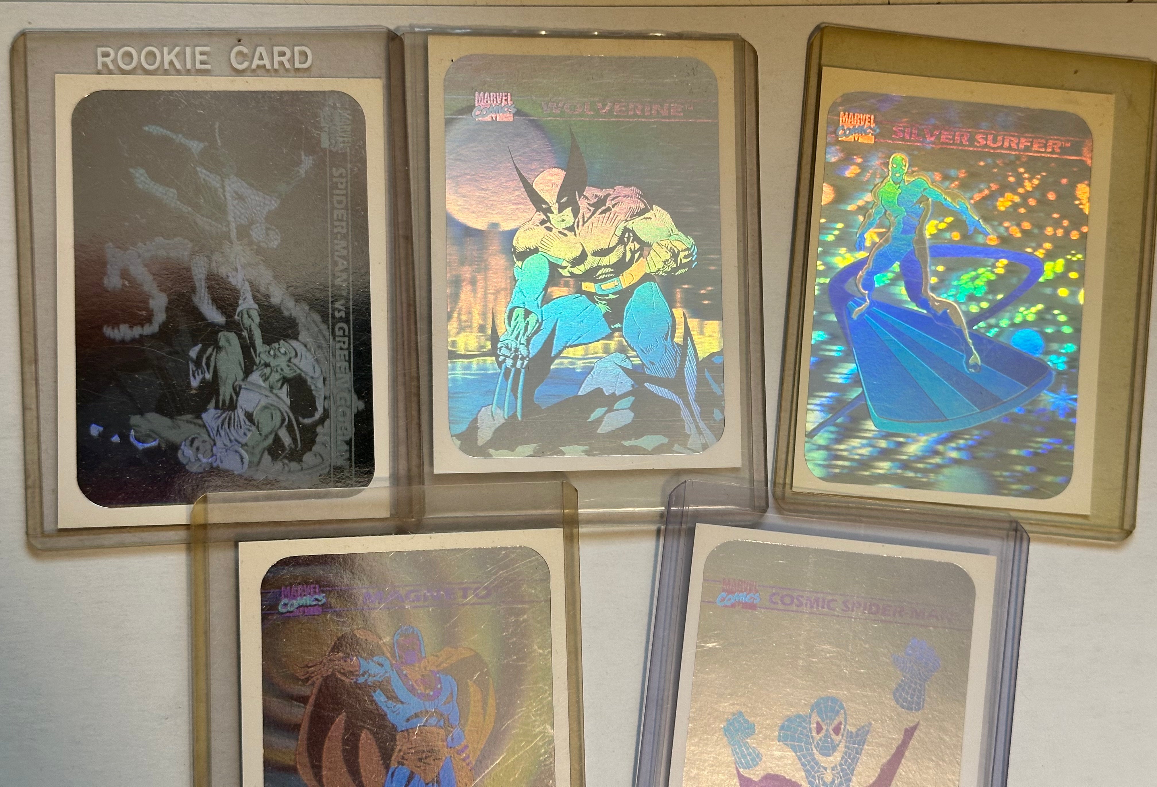 Marvel universe series 1 rare 5 cards hologram insert set 1990