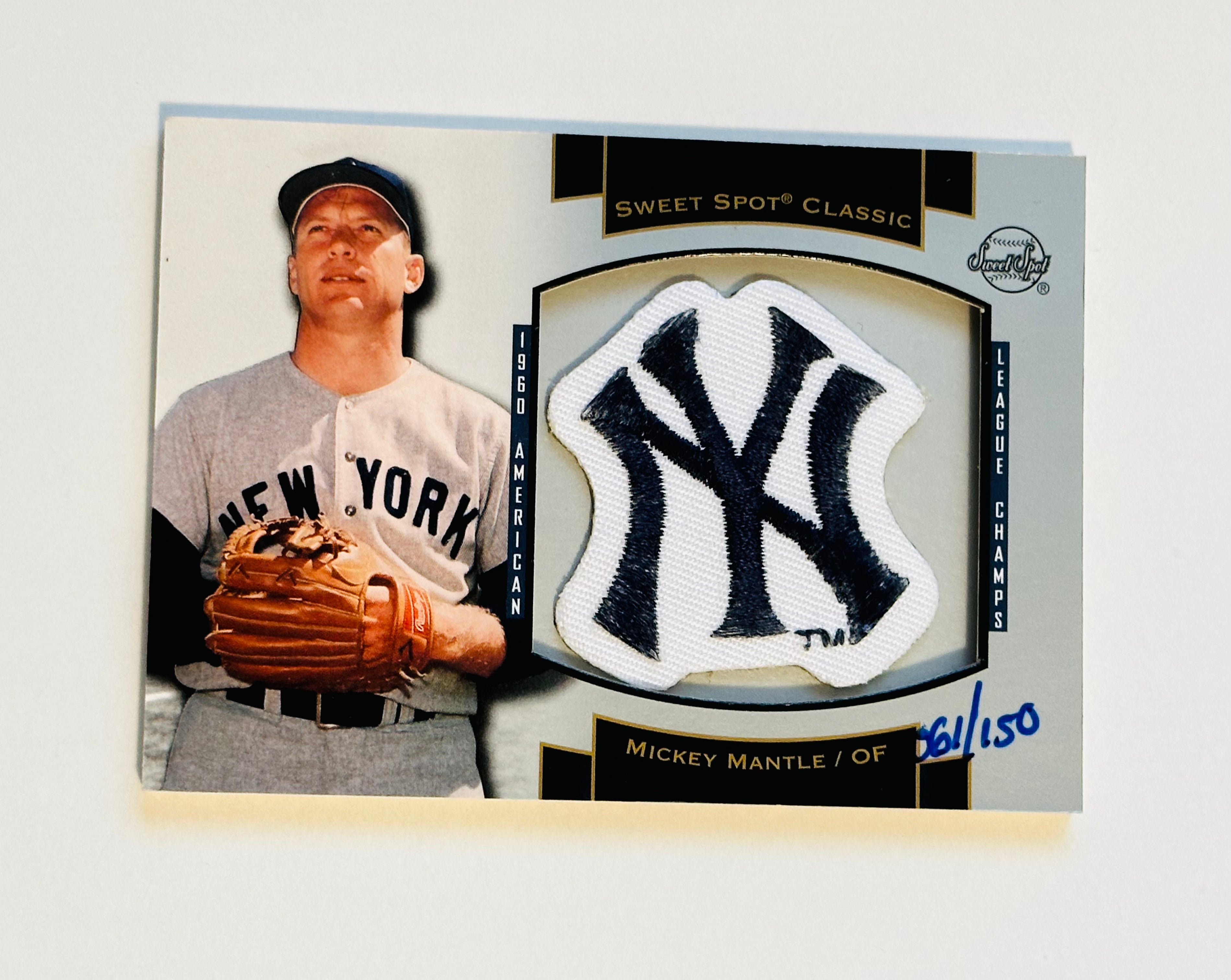 Mickey Mantle rare Souvenir logo patch Upper Deck insert card 2003 Mickey Mantle rare Souvenir logo patch Upper Deck insert card 2003