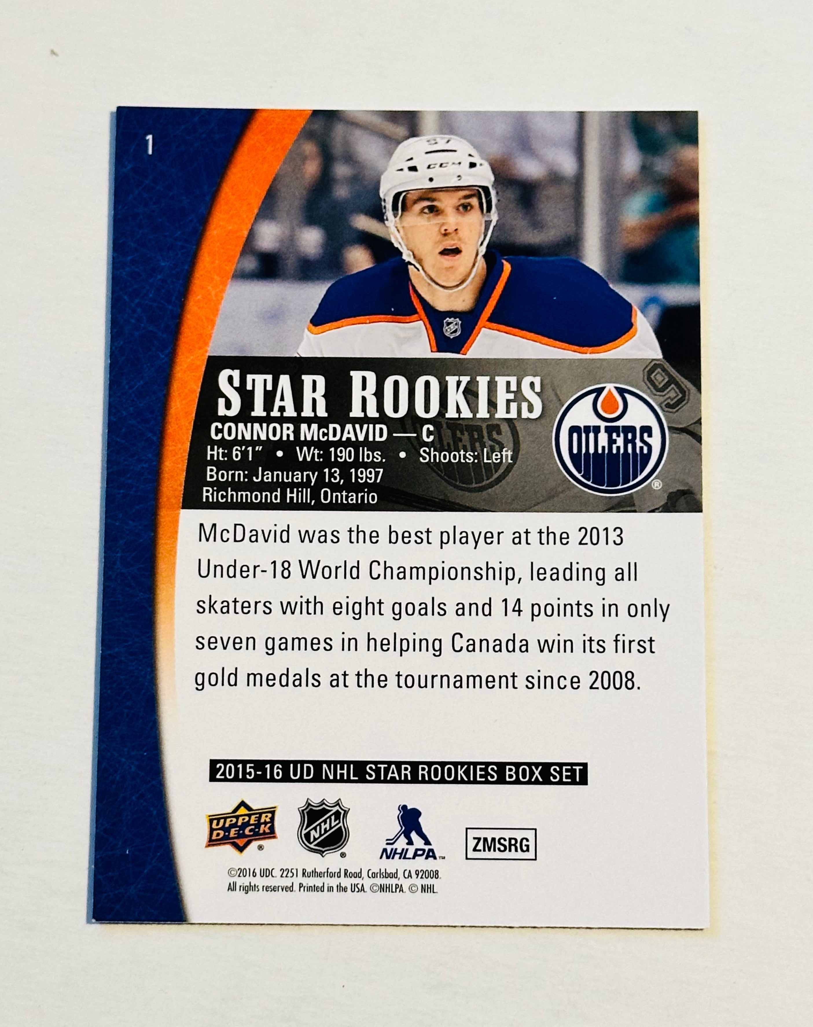 Connor McDavid star rookies hockey card