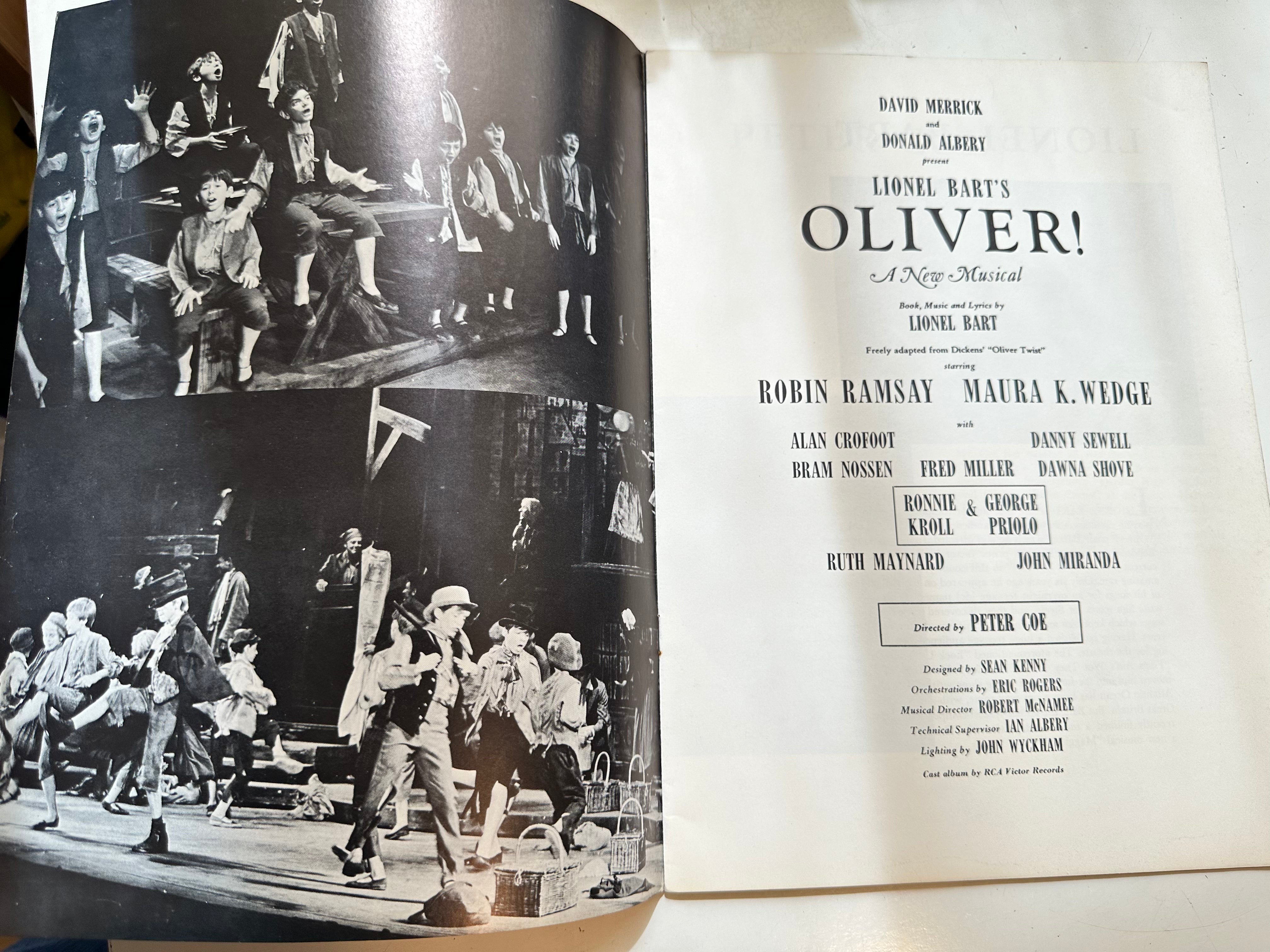 Oliver musical program with playbill 1969