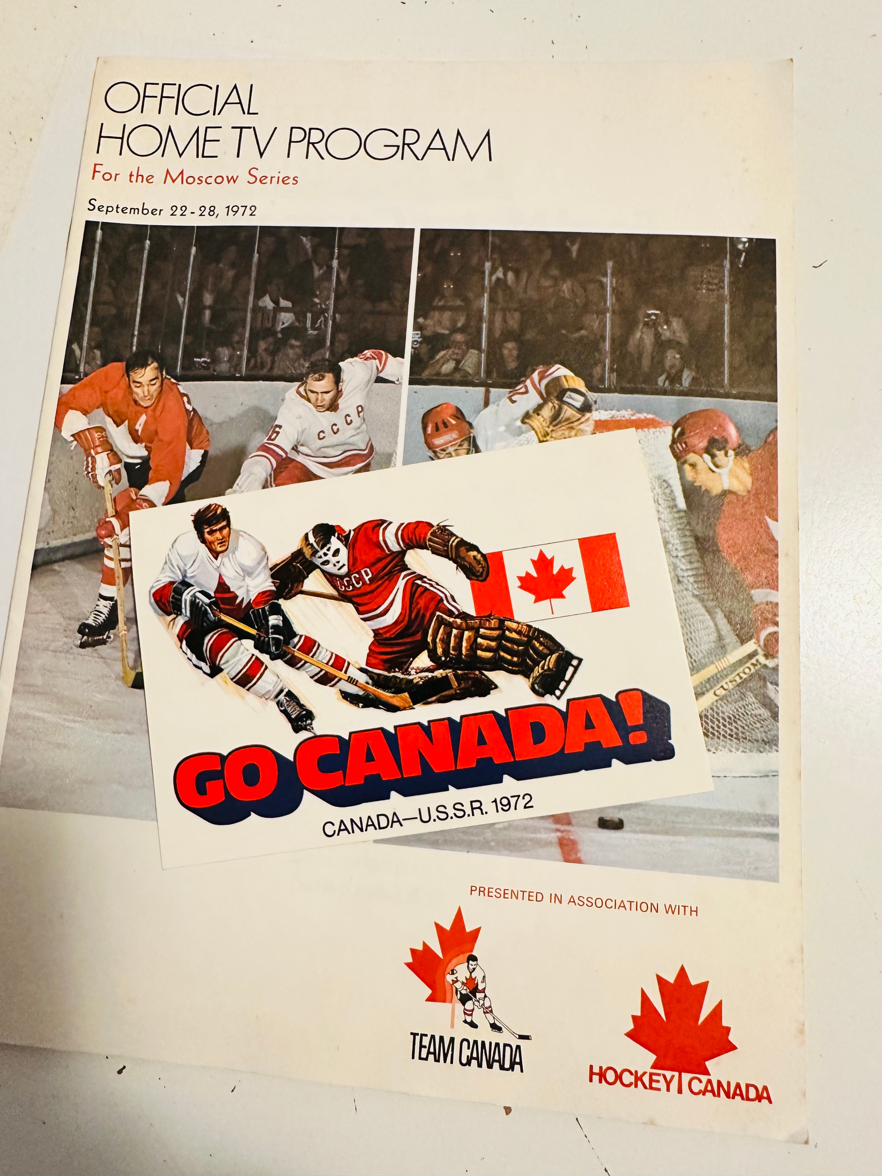 Team Canada rare 1972 original Home program with postcard 1972