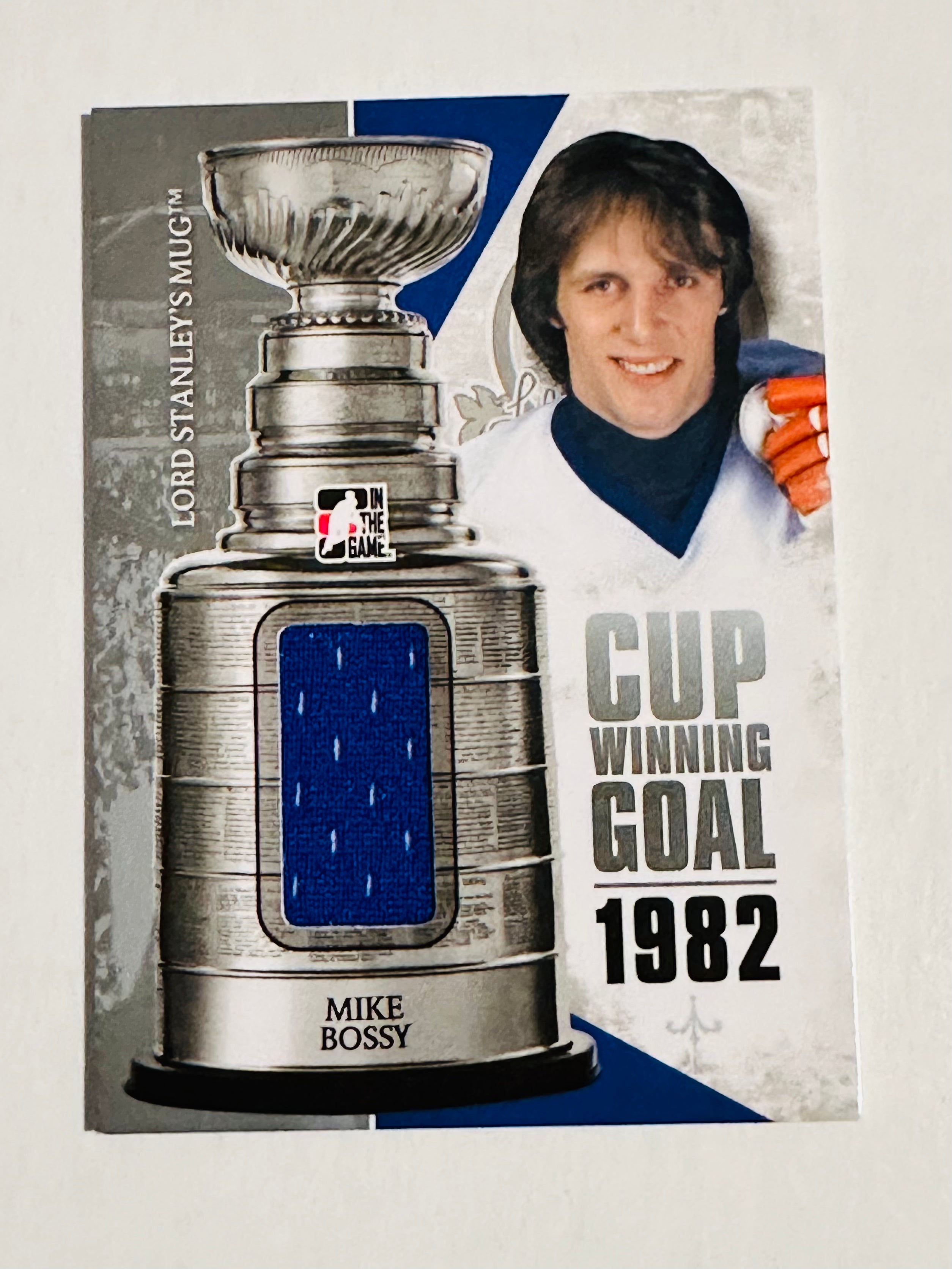 Mike Bossy cup, winning goal hockey memorabilia insert card, 2014
