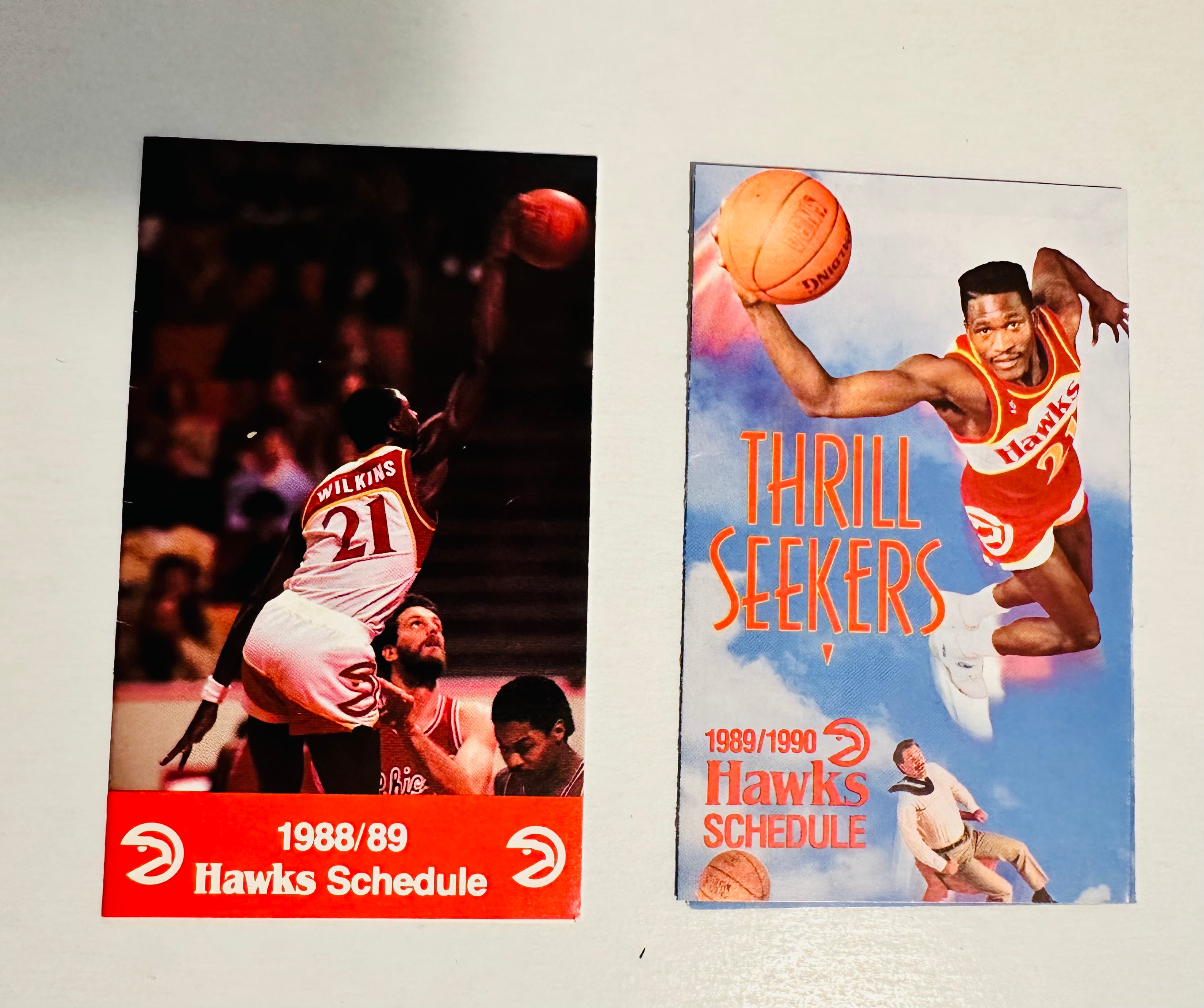 Atlanta Hawks vintage basketball schedules with Dominic Wilkins