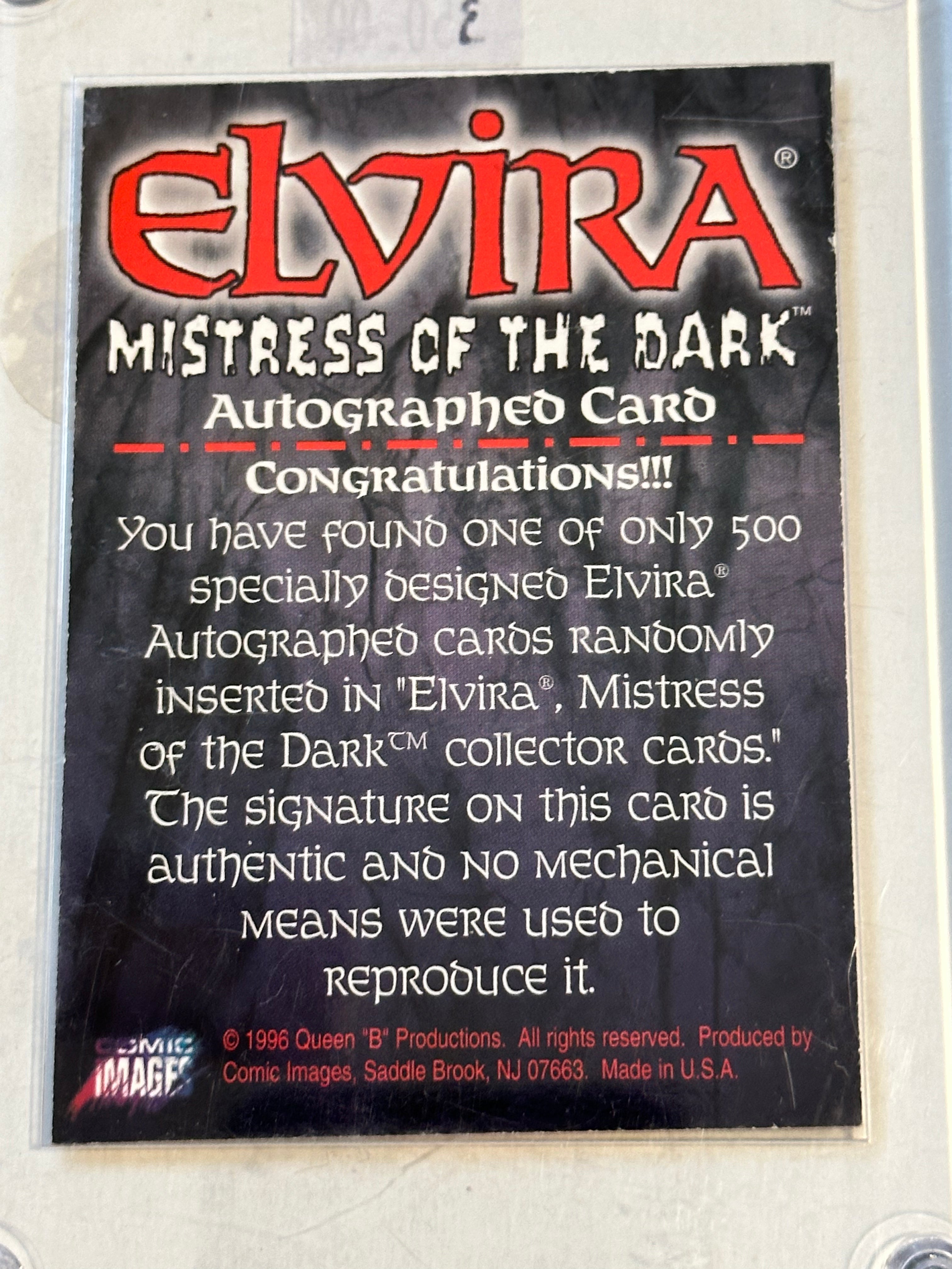 Elvira autographed rare insert card 1996