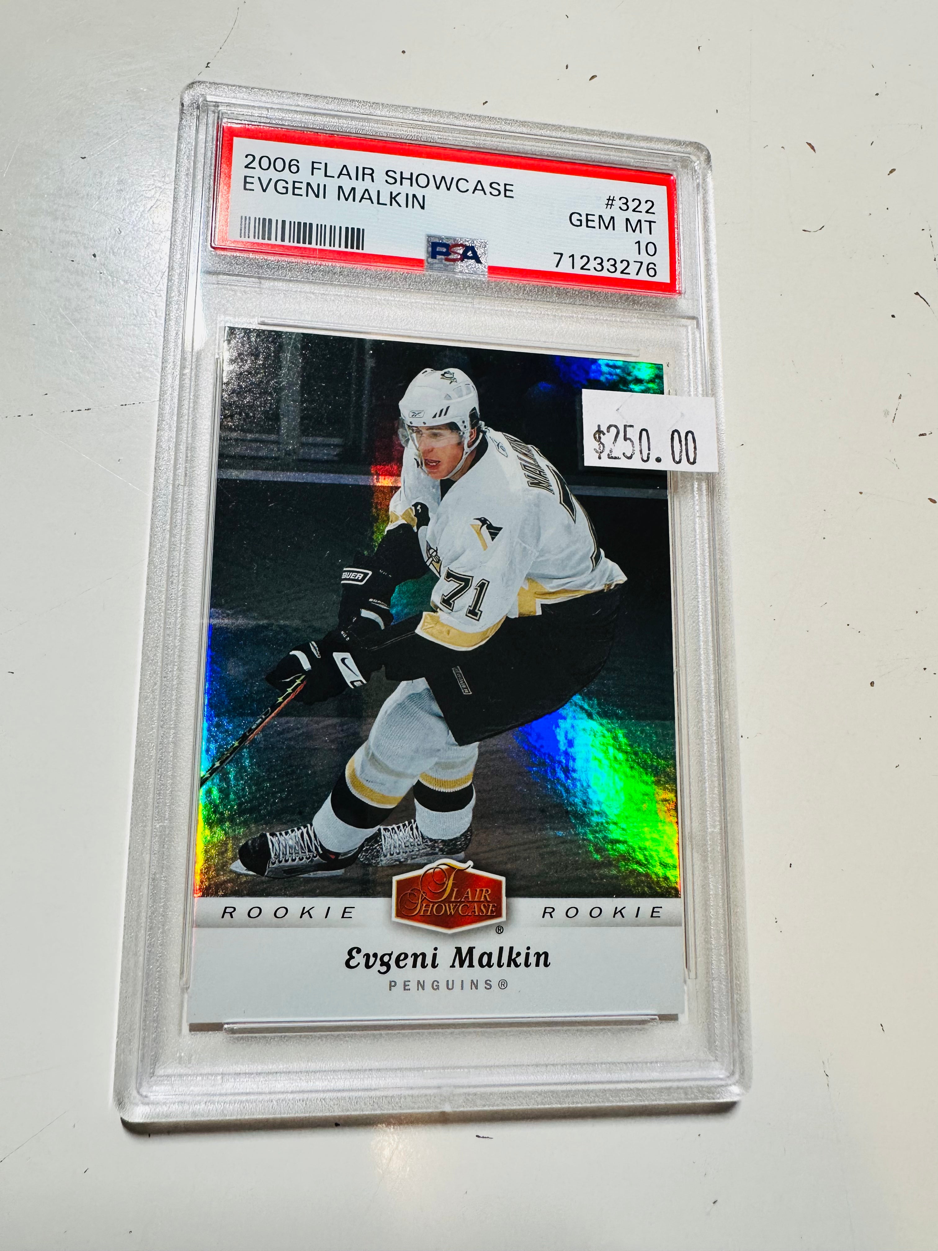 Evengi Malkin Flair showcase PSA 10 high grade hockey rookie card 2006