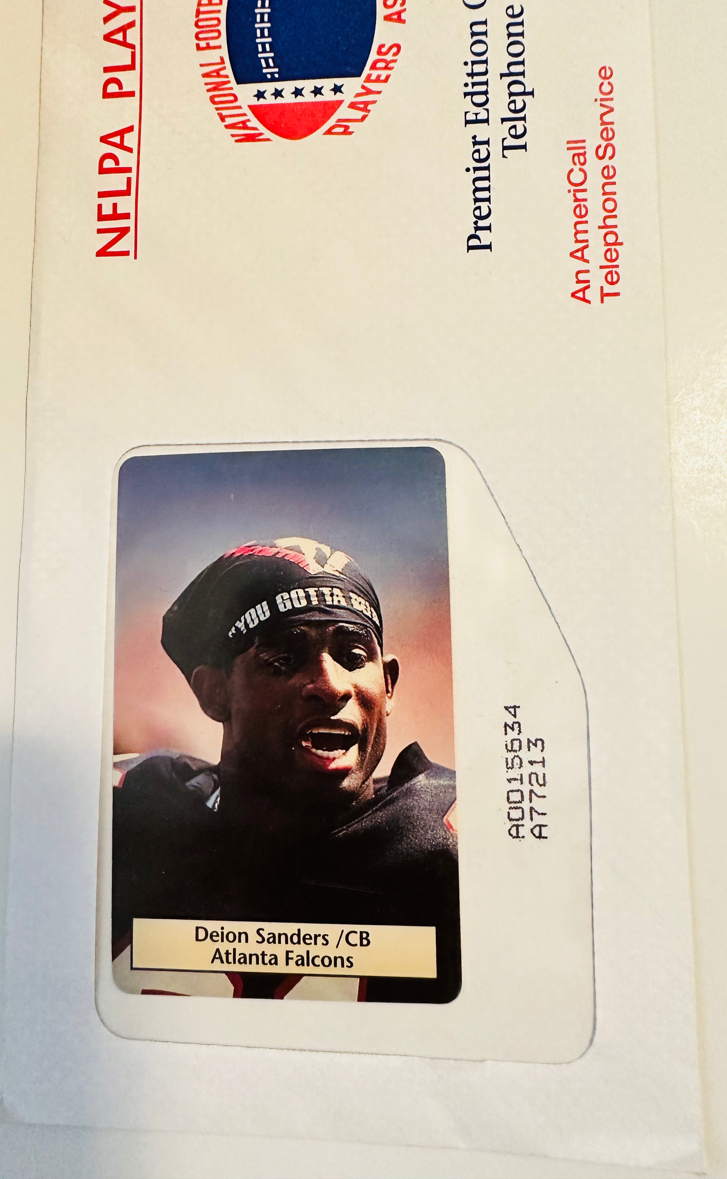 Deion Sanders rare factory sealed phone card in envelope