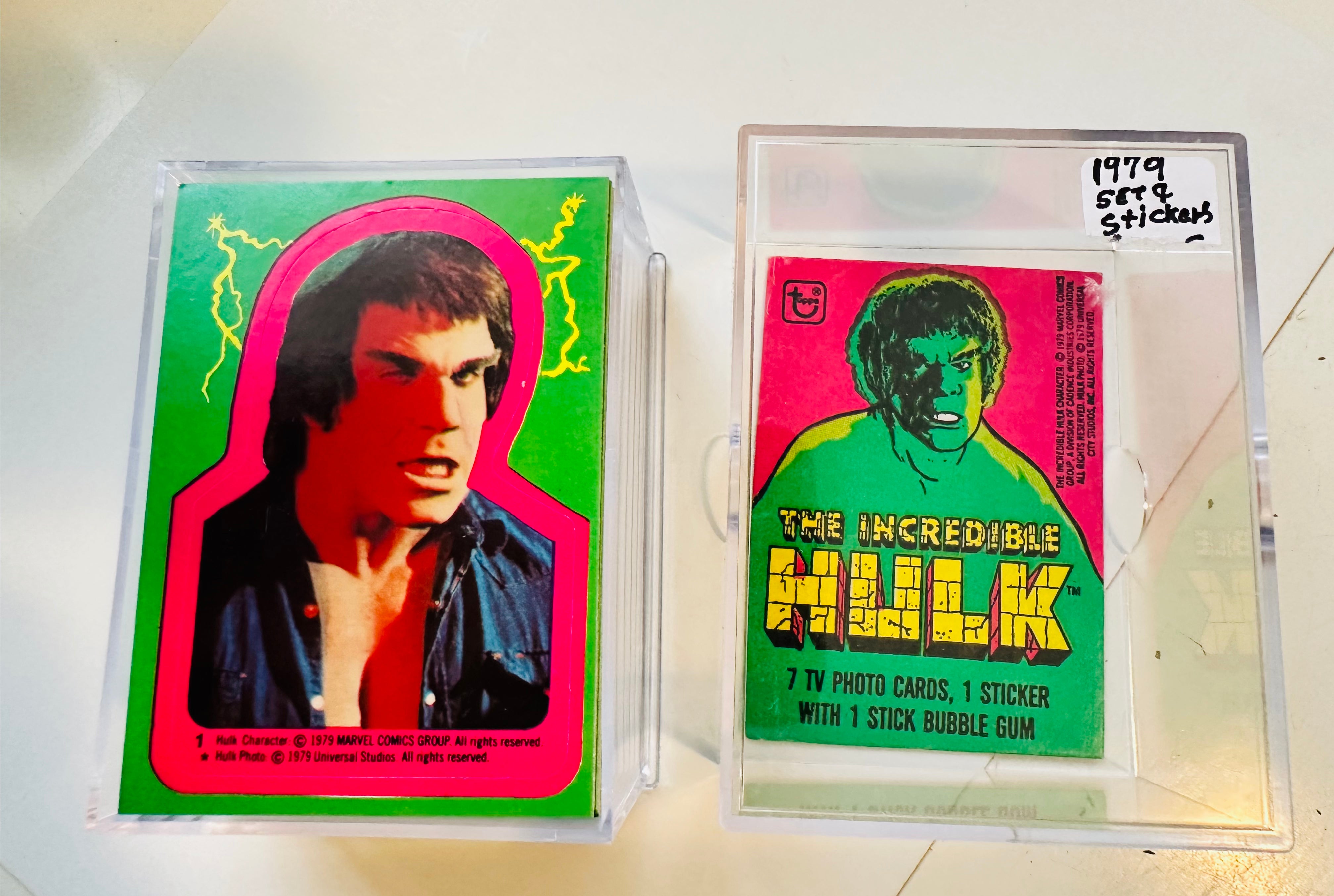 Incredible Hulk TV show high grade condition cards and stickers set 1979