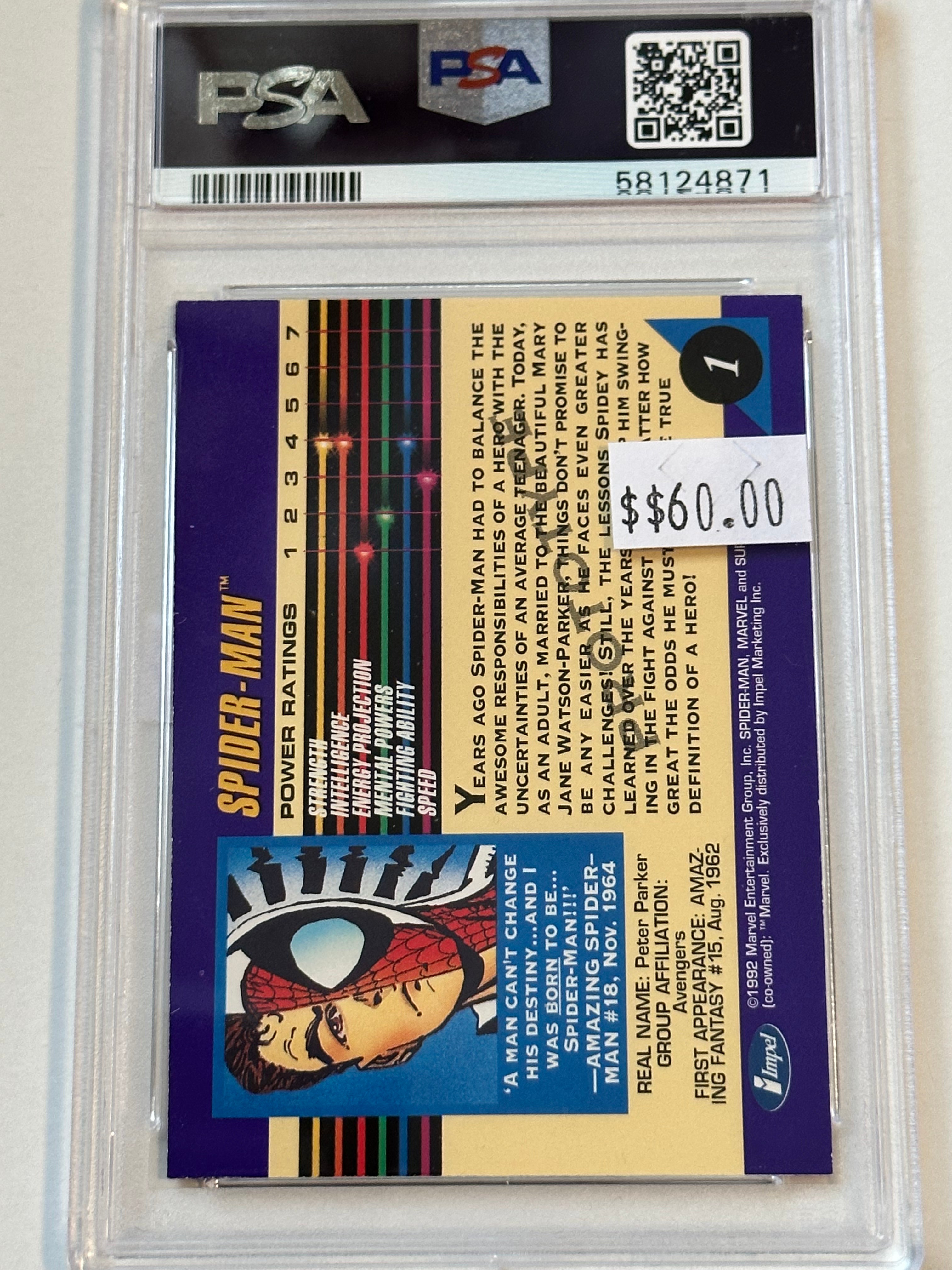 Spider-Man Marvel Universe PSA 8 card 1992