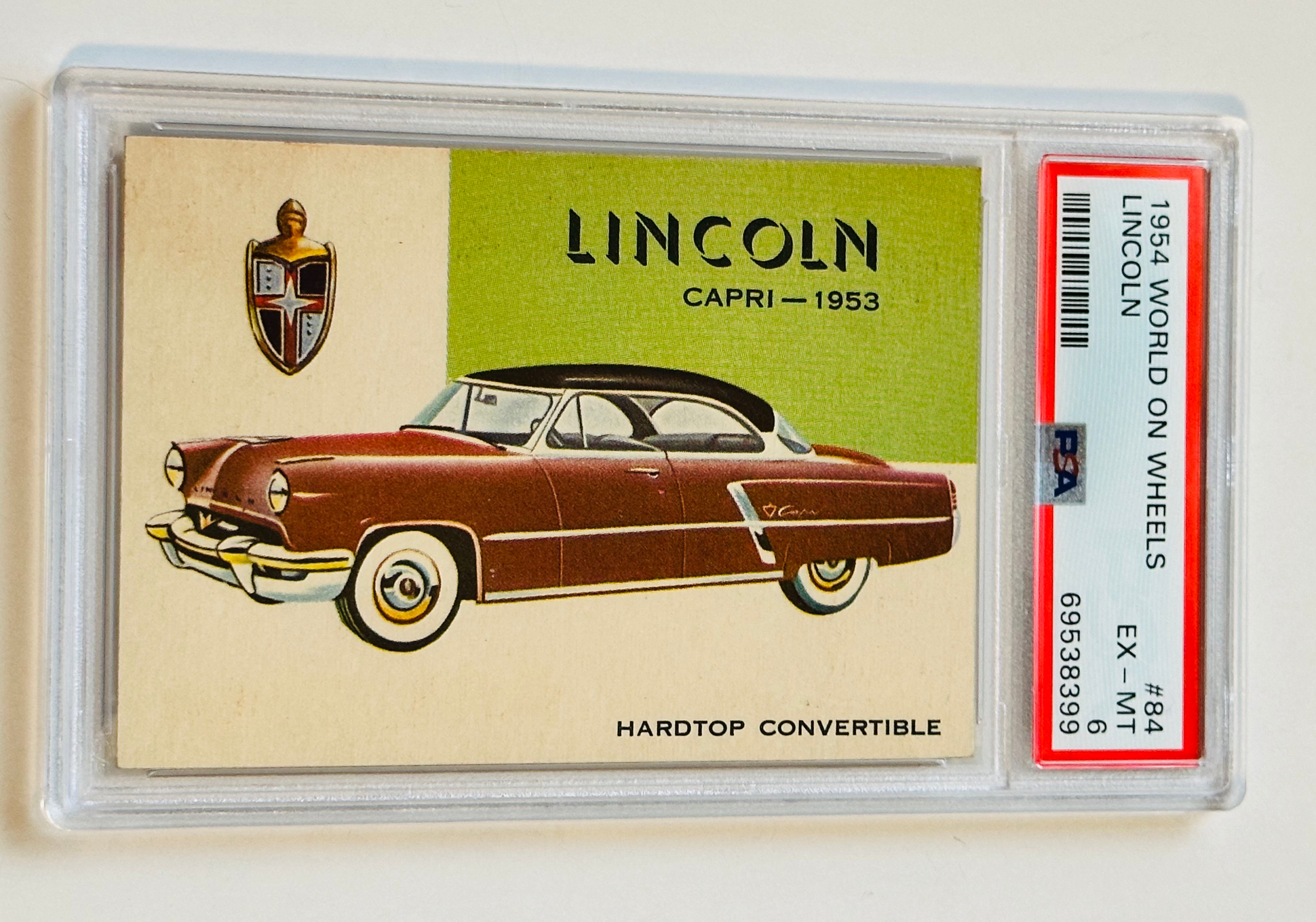 1954 World on Wheels Lincoln Capri PSA 6 high graded card