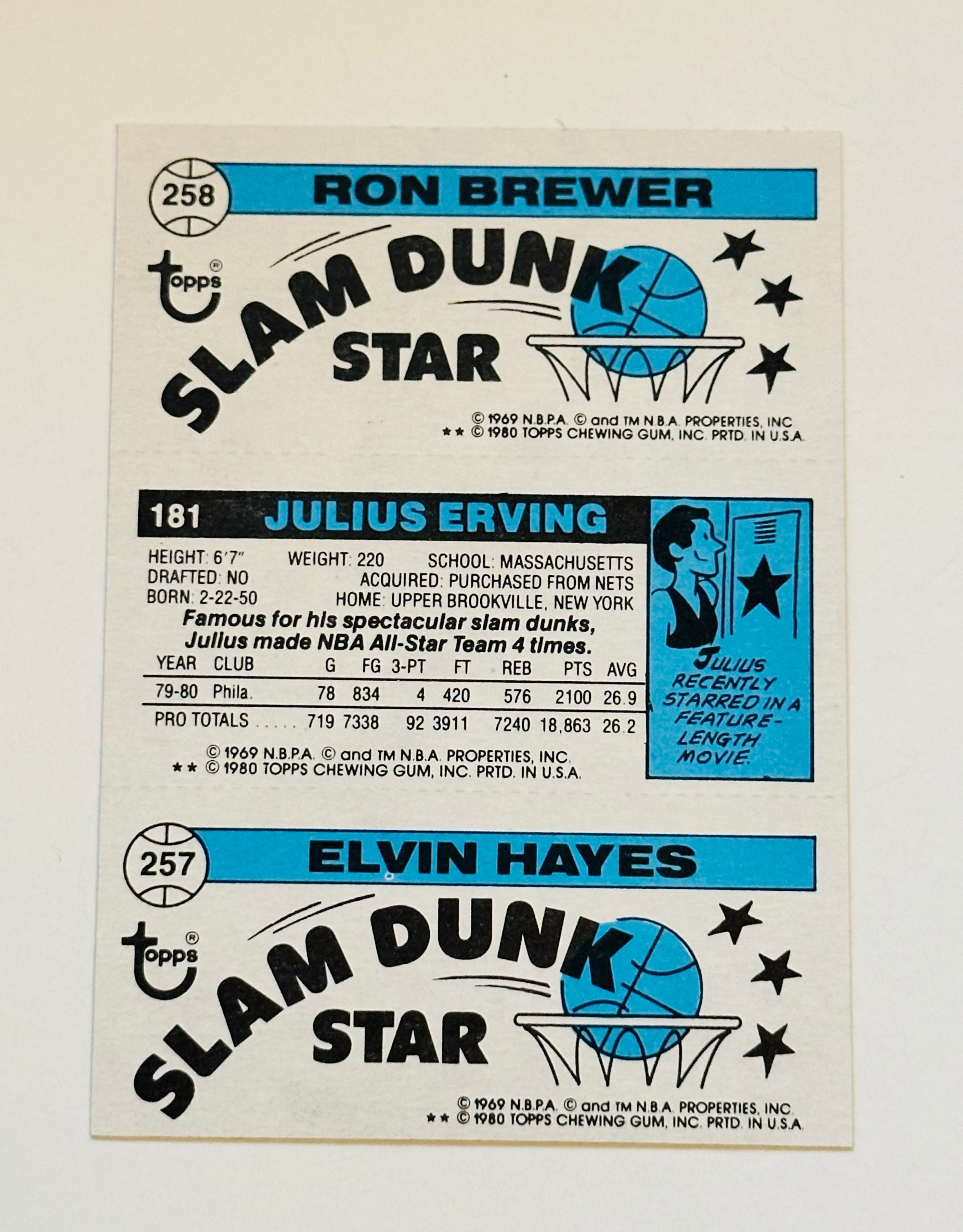 Julius Erving high grade Topps basketball card 1980-81