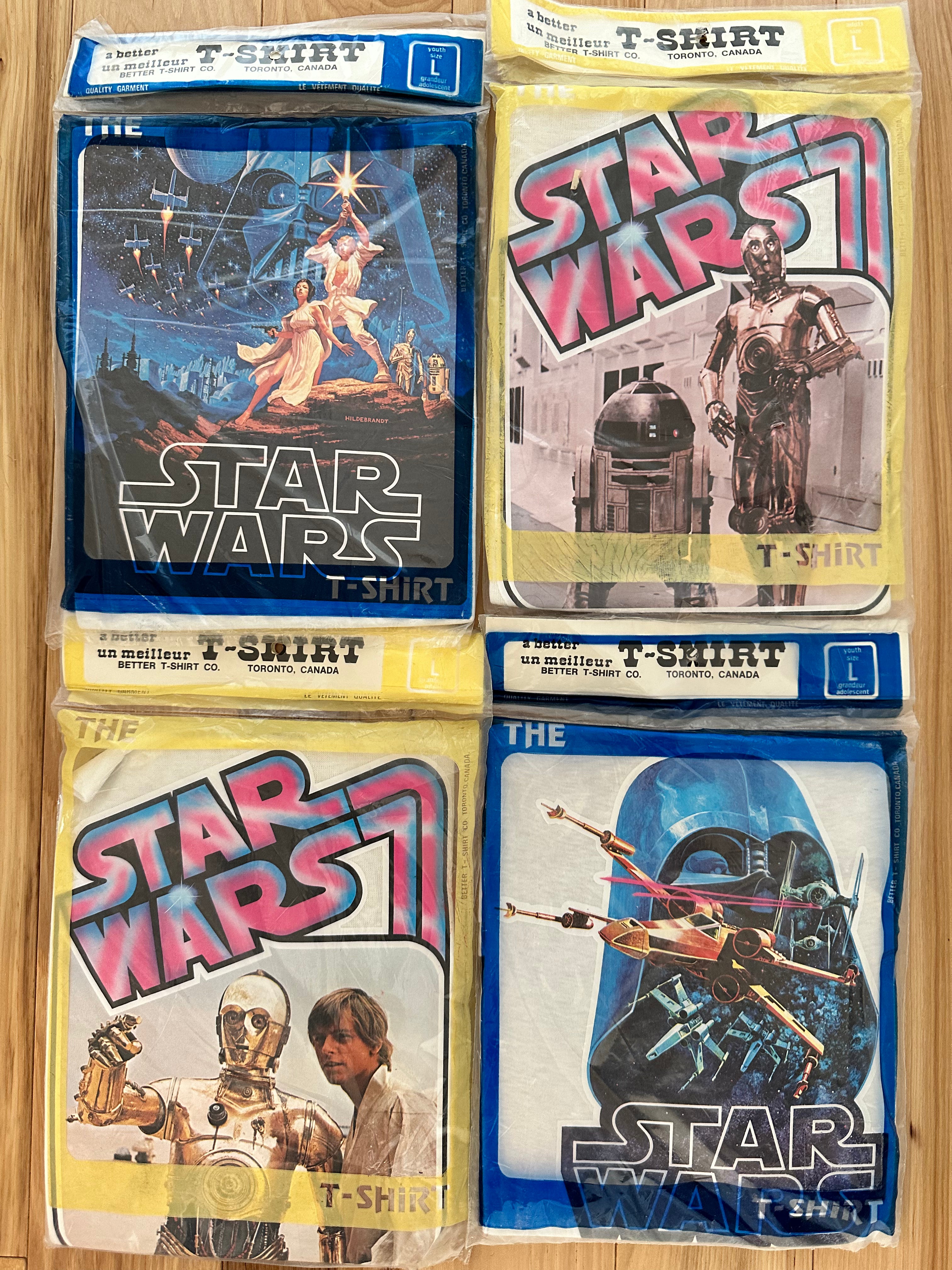 Star Wars 4 iron-on original T-shirts sealed in bag 1977