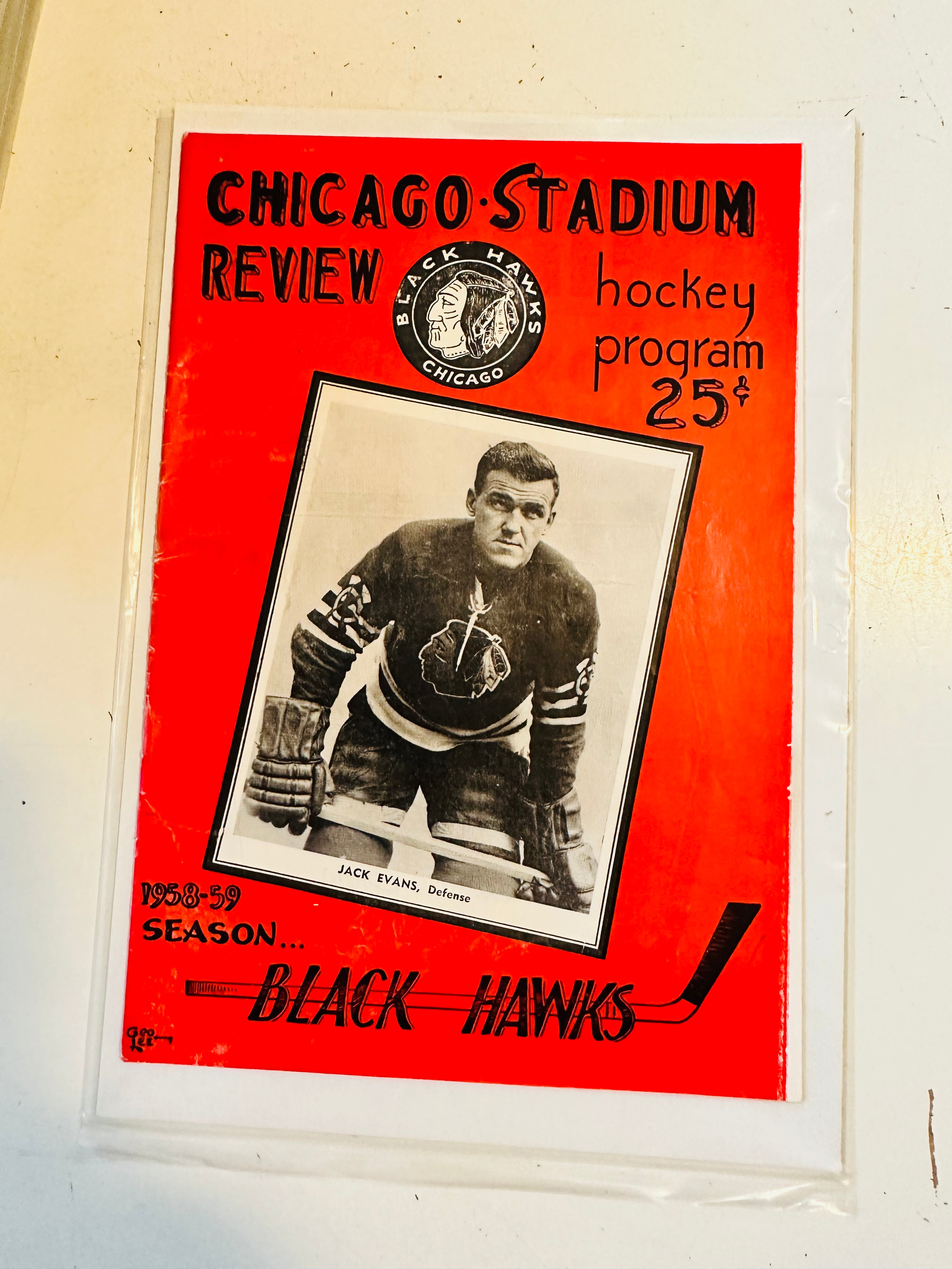 1958-59 Chicago Vs Montreal hockey game program
