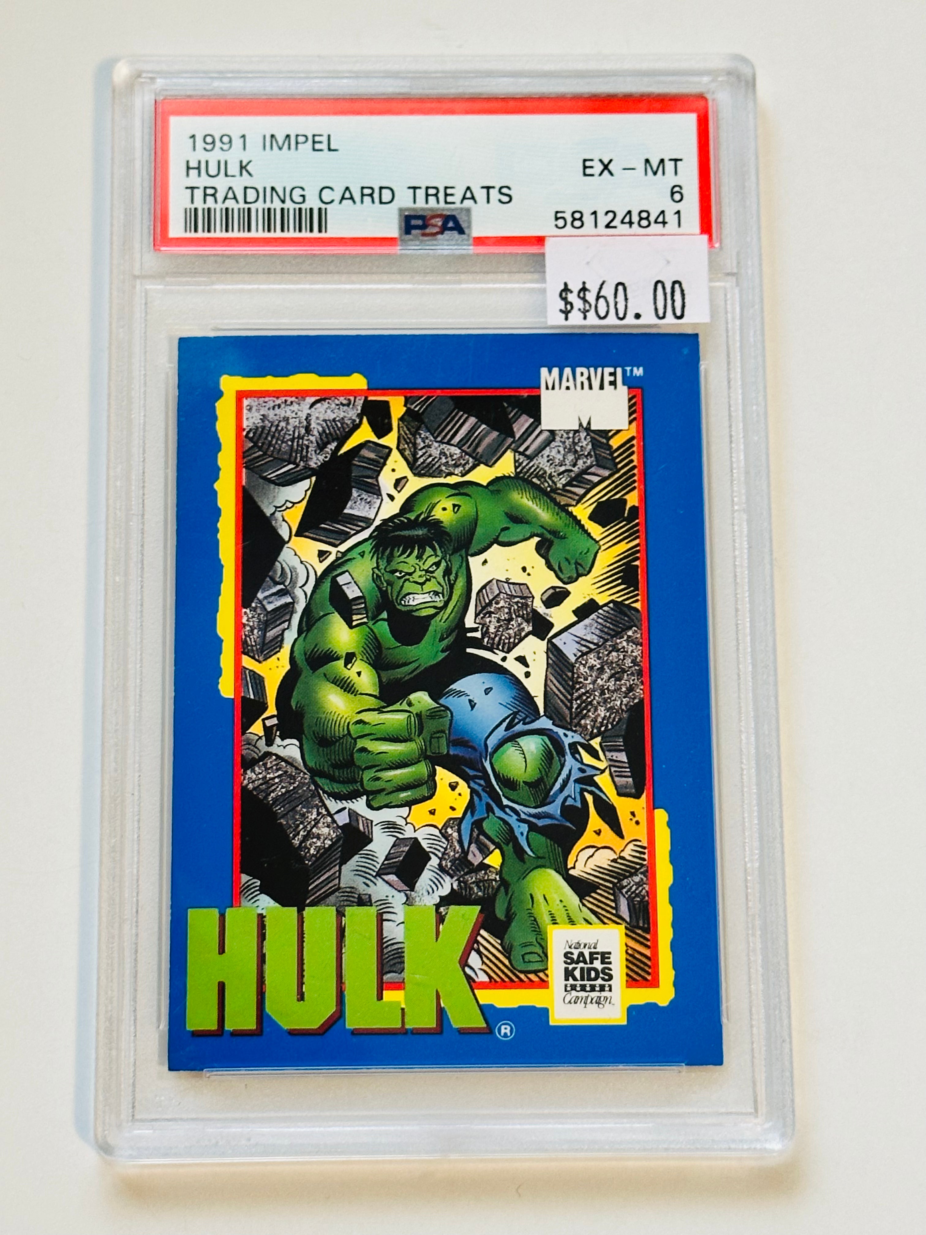 Marvel Hulk rare PSA 6 limited issued graded card 1991 Marvel Hulk rare PSA 6 limited issued graded card 1991
