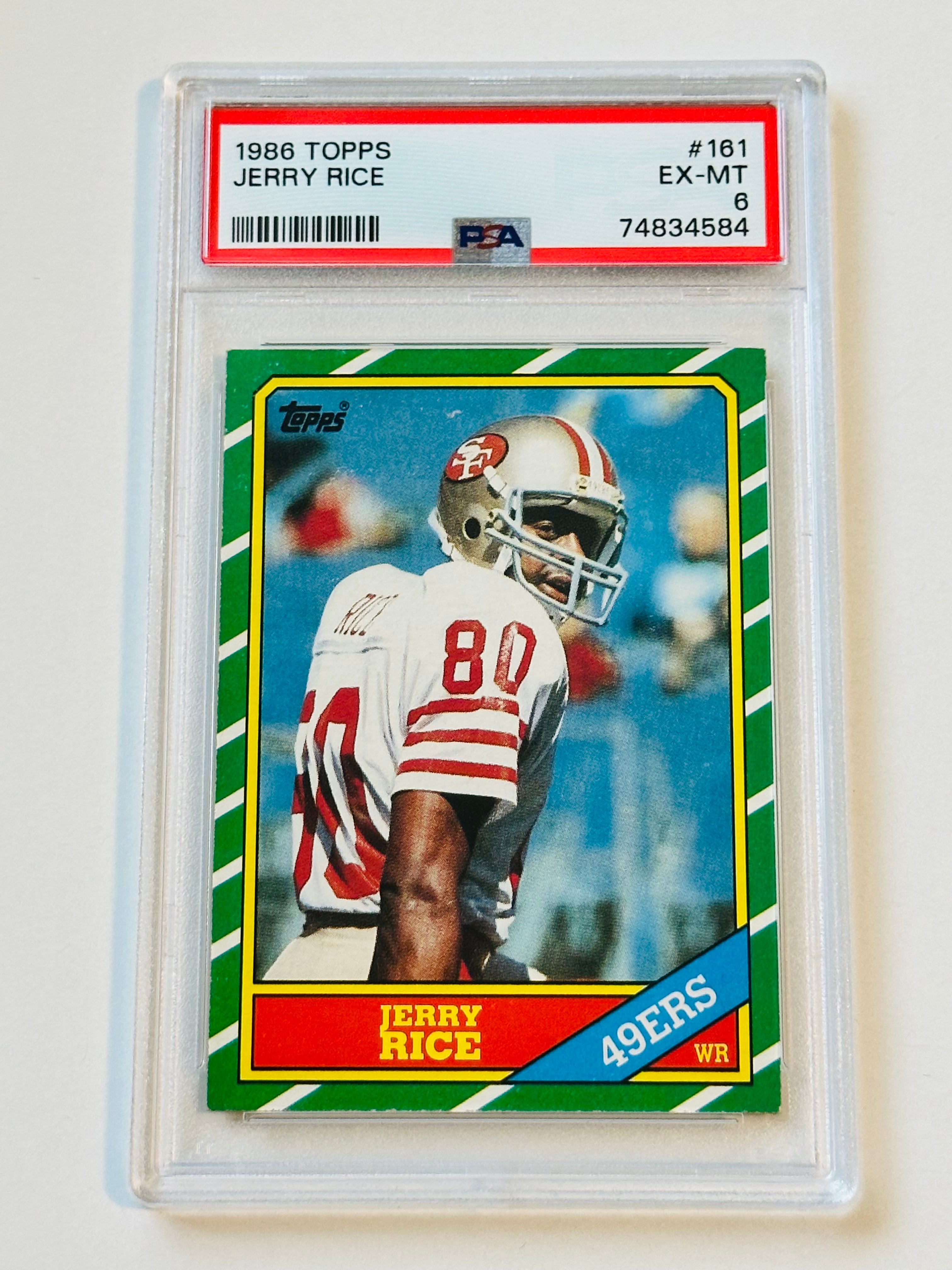 Jerry Rice Football legend PSA 6 graded rookie card 1986 Jerry Rice Football legend PSA 6 graded rookie card 1986