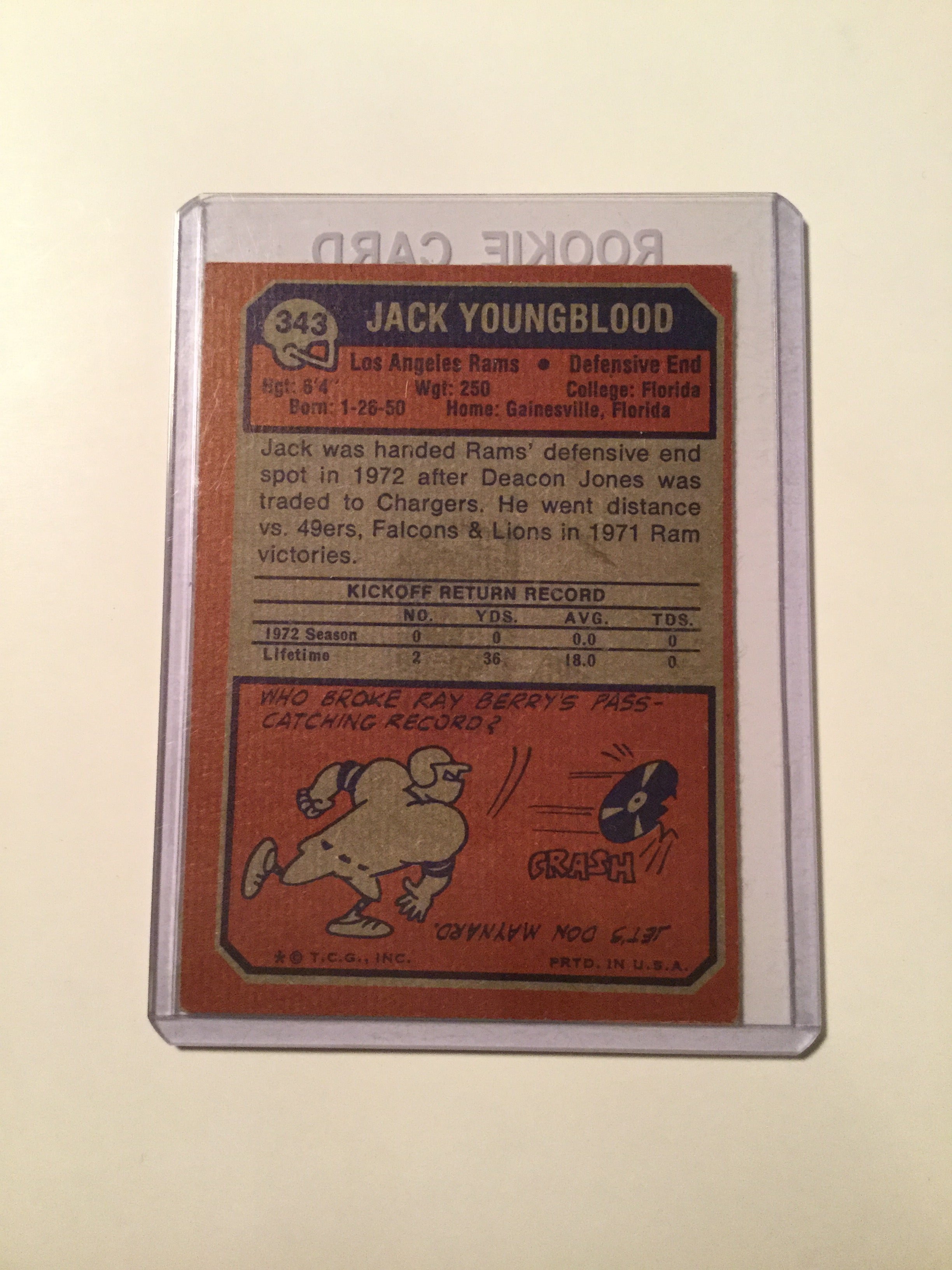 Jack Youngblood Rare football rookie card