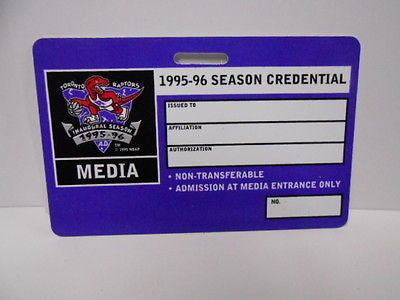Toronto Raptors NBA rare credit card style media pass first year 1995