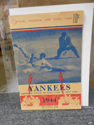 Yankees baseball rare program and score card 1944