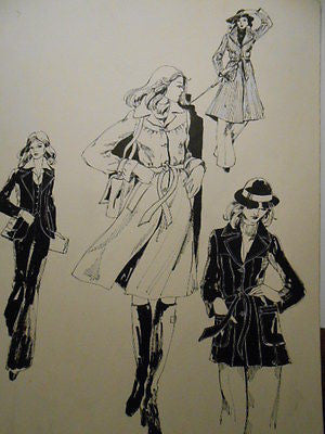 Original vintage fashion art 15x20 size Eatons store artwork board 1970s