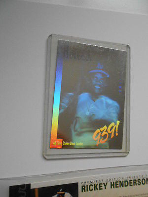 Rickey Henderson limited issued baseball card hologram with ticket 1990s