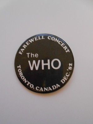The Who rare original farewell concert tour button 1982