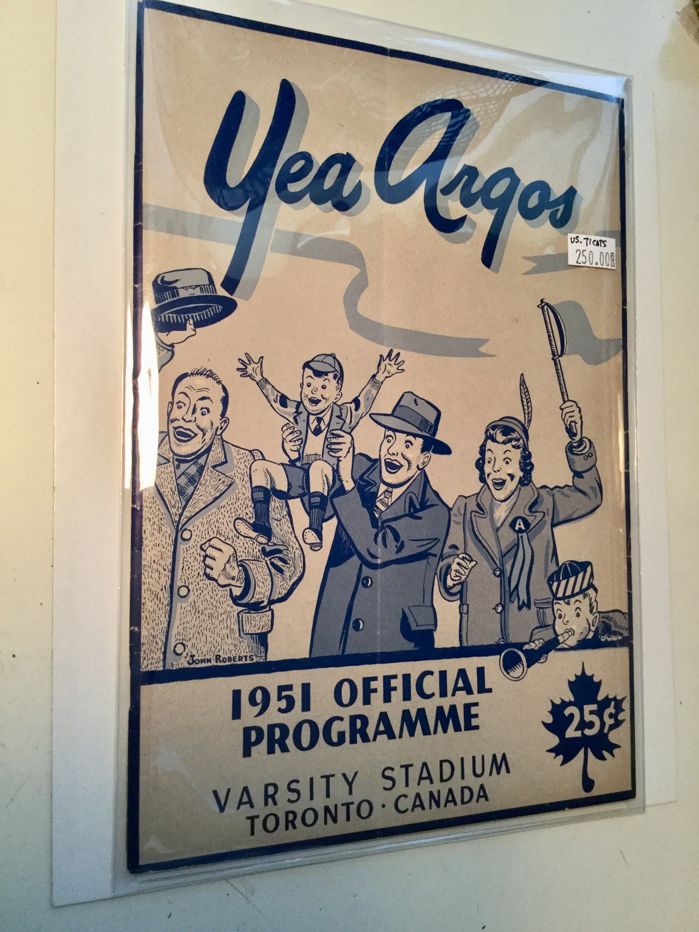 CFL football rare program Argos vs Ticats 1951