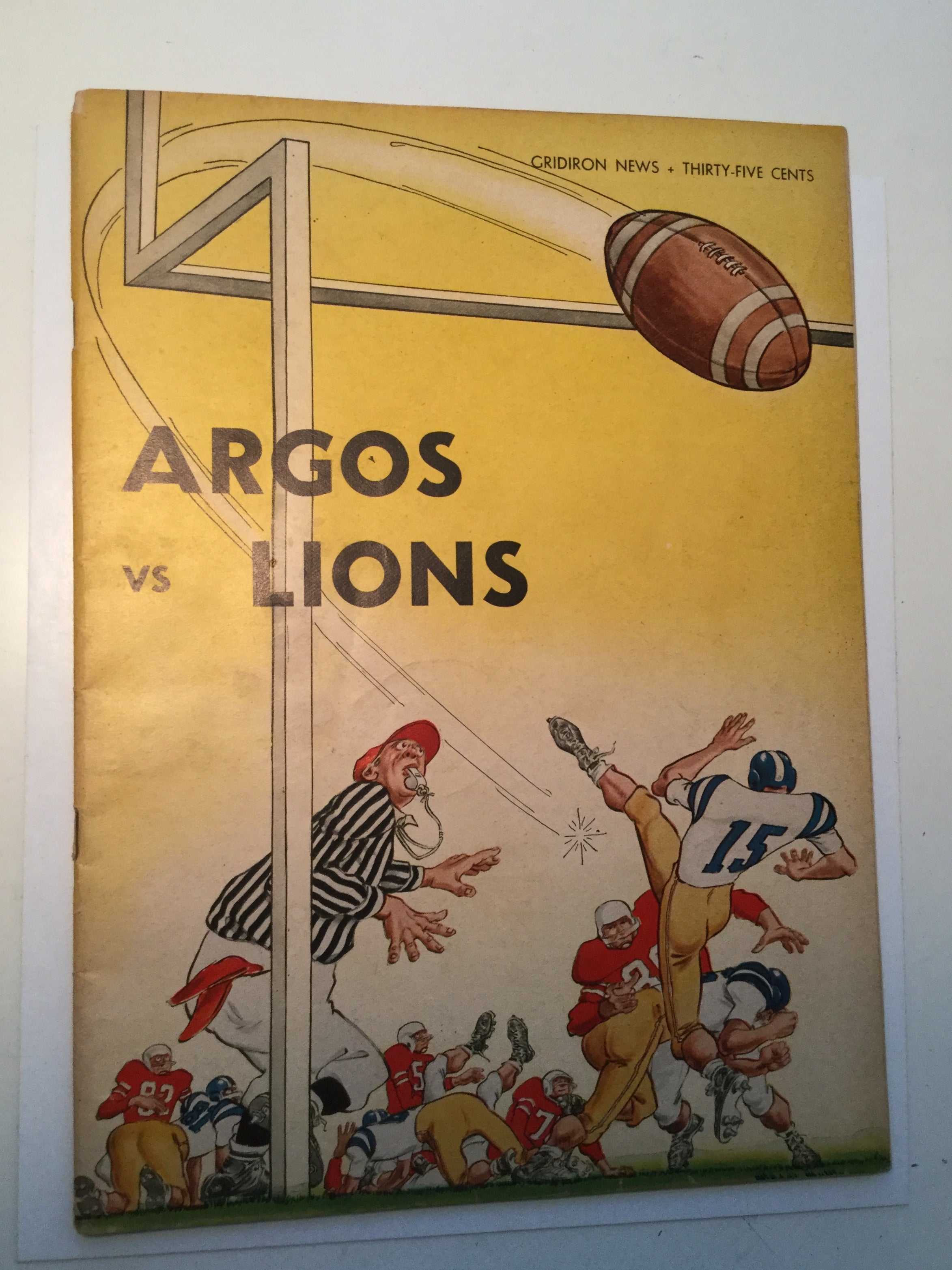 CFL football Argos vs BC Lions Program w/ticket 1961