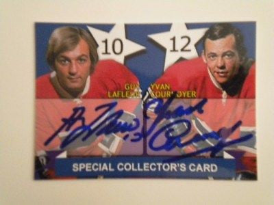 Guy LaFleur/Yvonne Cournoyer signed numbered NHL Hockey insert card