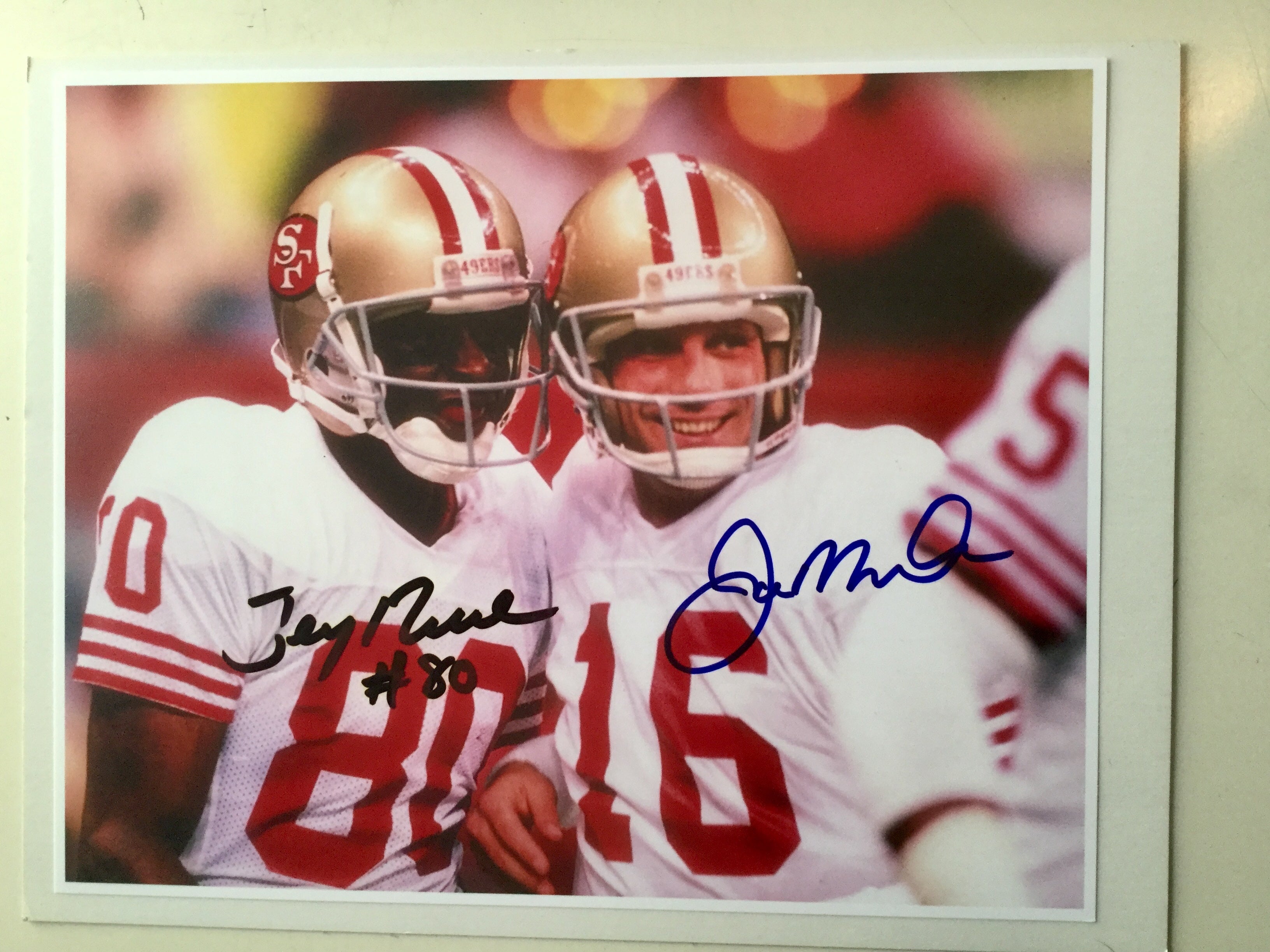Joe Montana/Jerry Rice NFL football autograph photo w/COA