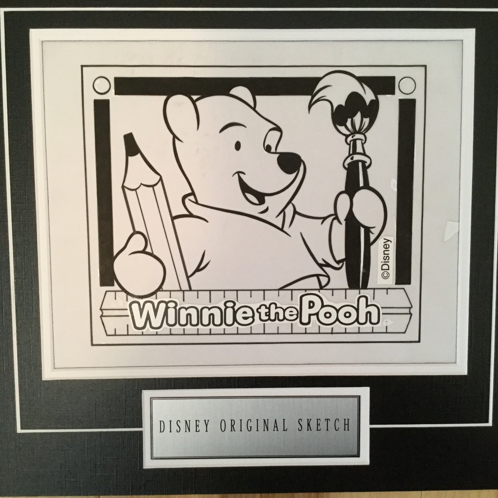 Disney Winnie the Pooh rare original matted sketch 1980s
