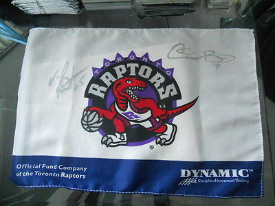 Toronto Raptors NBA Carter /Bosh signed 9x12 Raptors mini Flag w/ COA